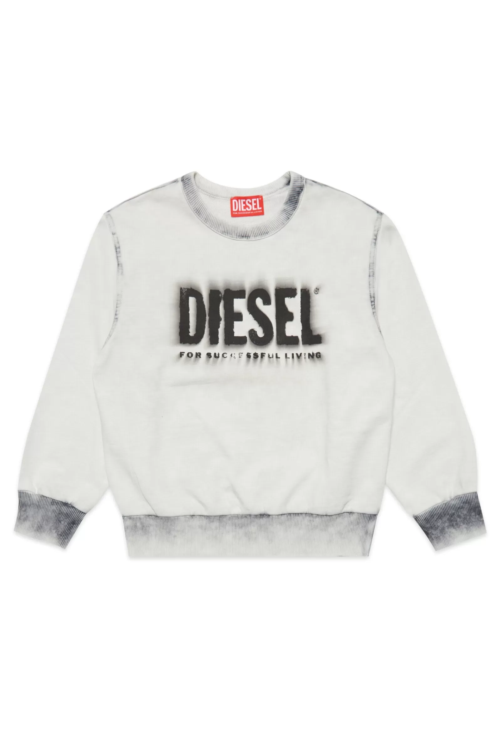 Felpe<DIESEL Felpa Grigia Girocollo In Cotone Con Logo Effetto Sbiadito Grigio Chiaro