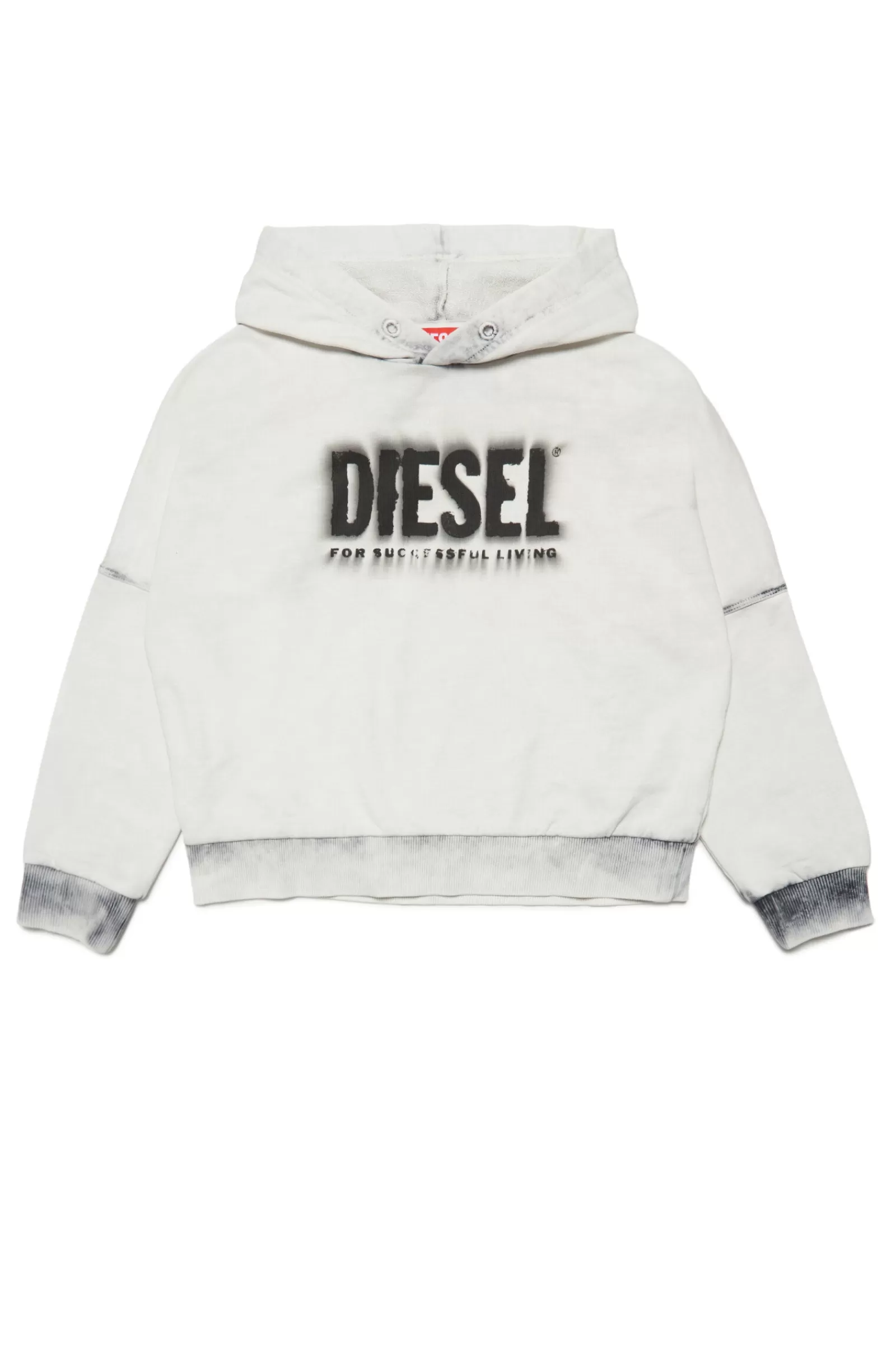 Felpe<DIESEL Felpa Grigia In Cotone Con Cappuccio E Logo Grigio Chiaro