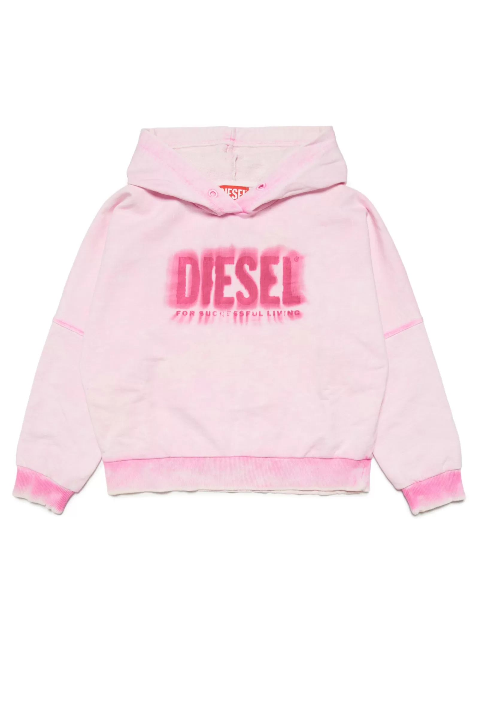 Felpe<DIESEL Felpa In Cotone Con Cappuccio E Logo Rosa Pastello