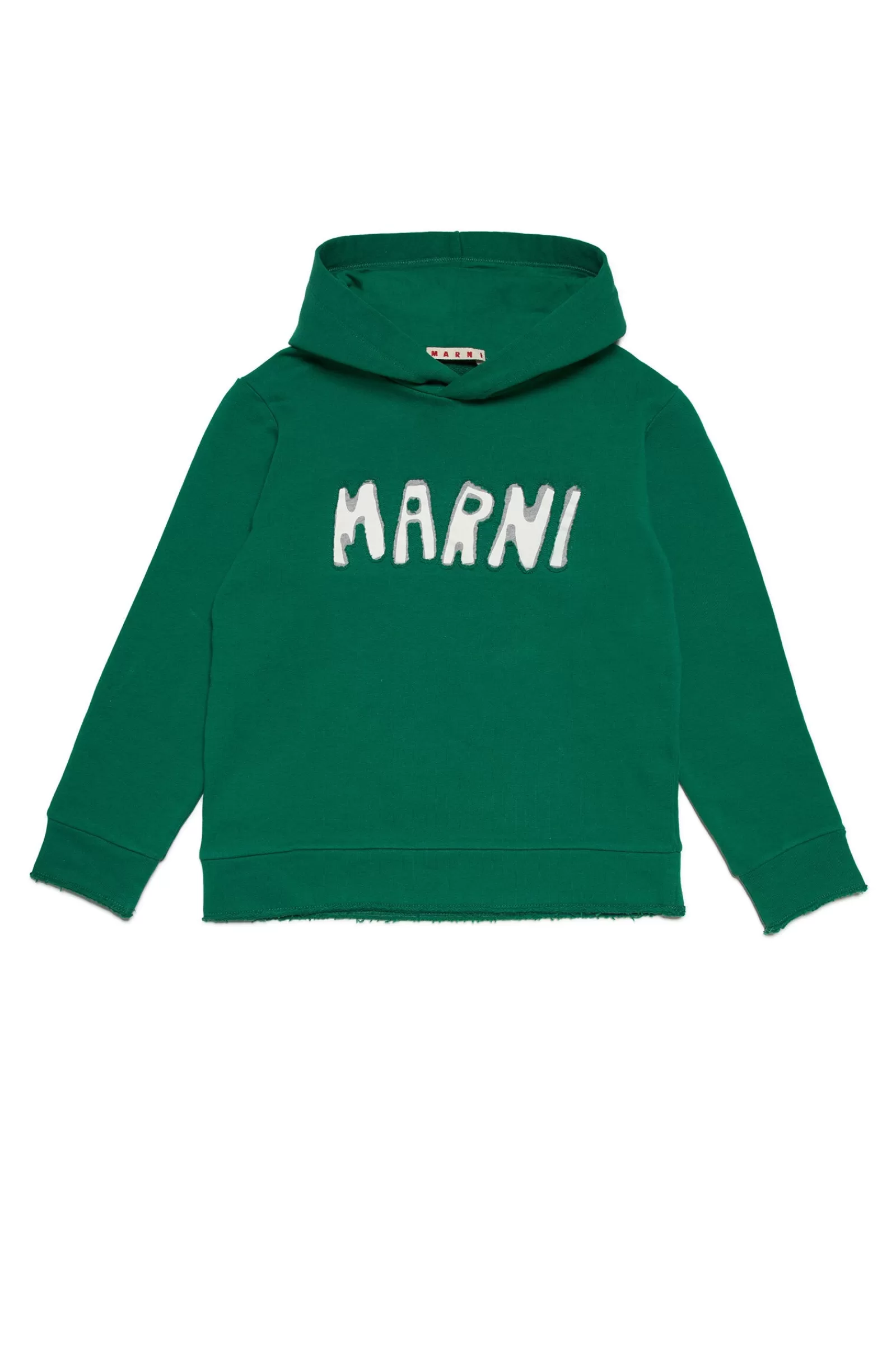 Felpe<MARNI Felpa In Cotone Con Cappuccio E Logo Verde Prato