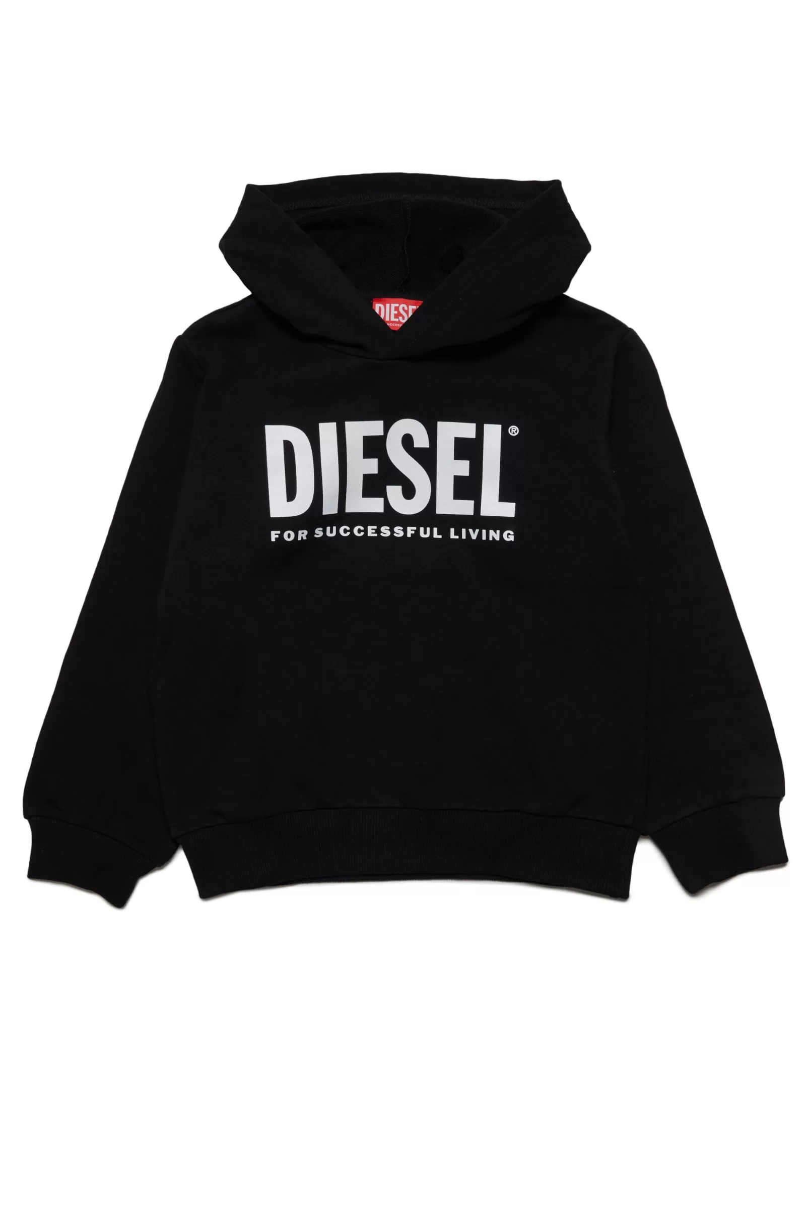 Felpe<DIESEL Felpa In Cotone Con Cappuccio E Logo Nero