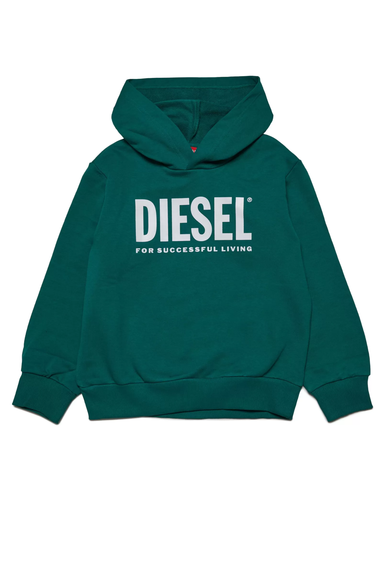 Felpe<DIESEL Felpa In Cotone Con Cappuccio E Logo Verde Bottiglia