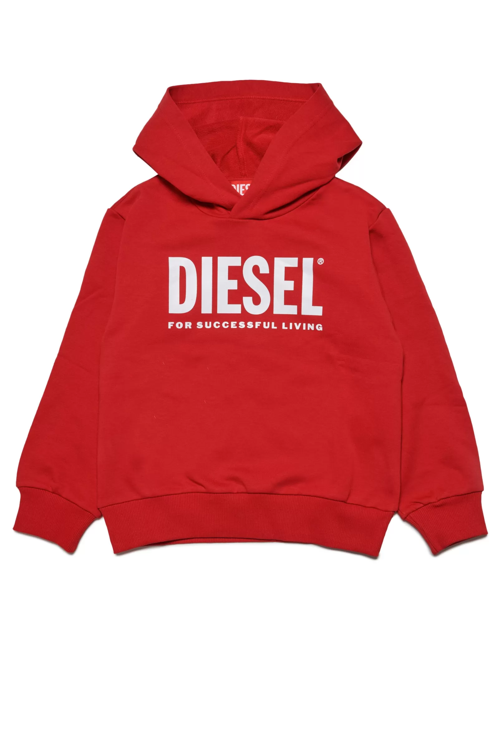 Felpe<DIESEL Felpa In Cotone Con Cappuccio E Logo Rosso