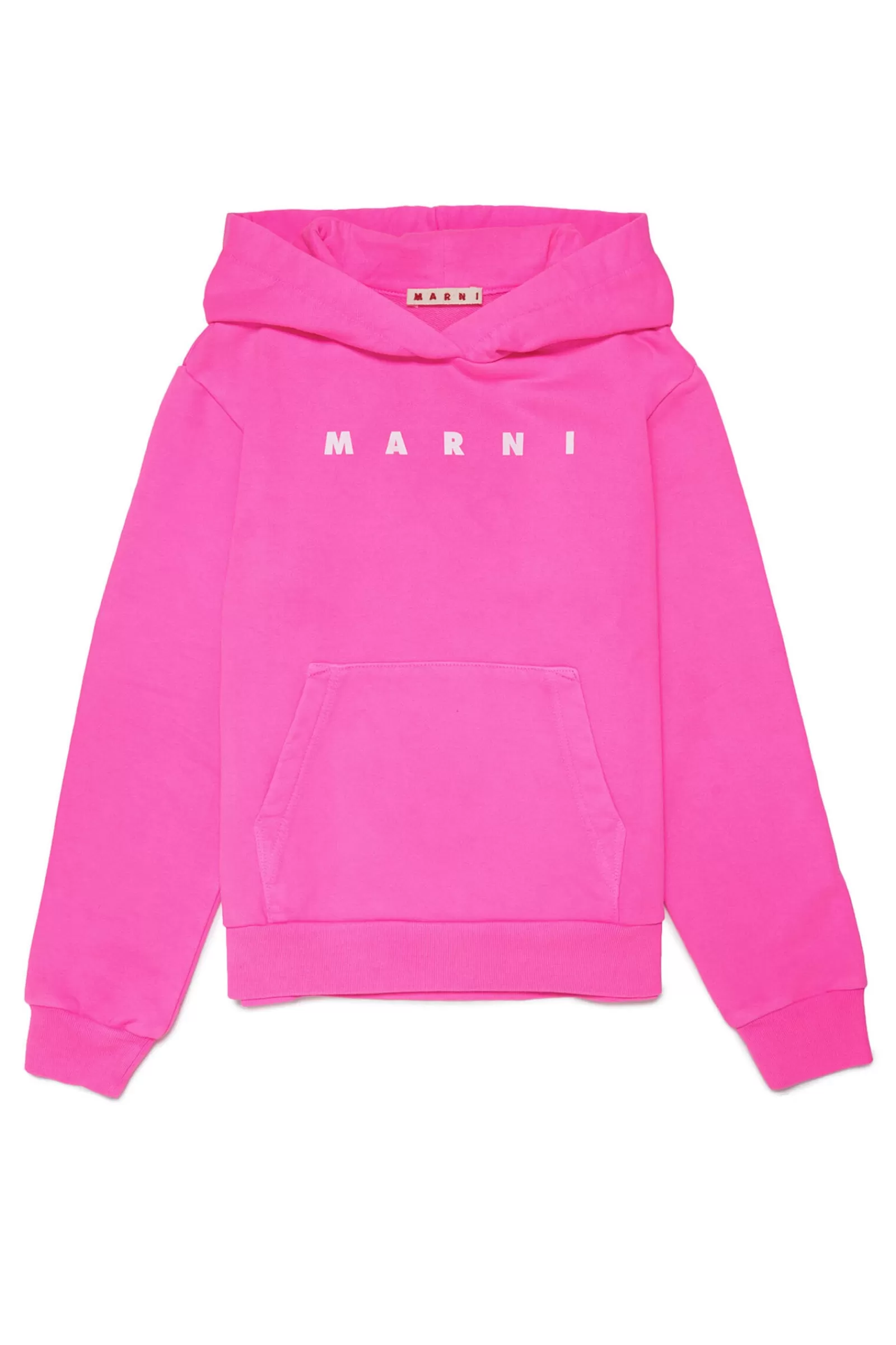 Felpe<MARNI Felpa In Cotone Con Cappuccio E Logo Rosa Fluo