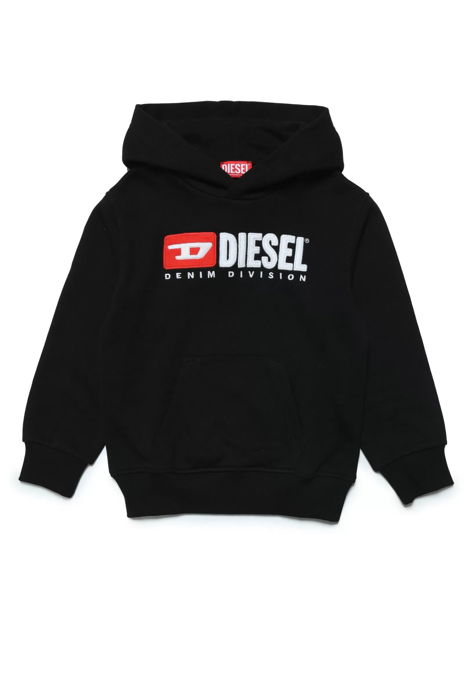 Felpe<DIESEL Felpa In Cotone Con Cappuccio E Logo Ricamato Nero