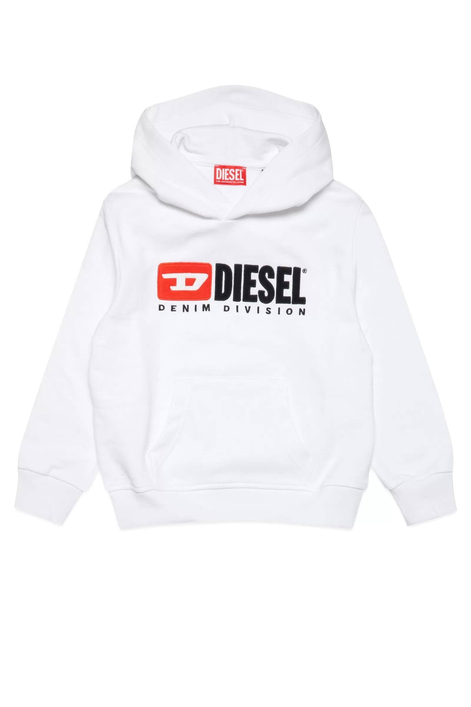 Felpe<DIESEL Felpa In Cotone Con Cappuccio E Logo Ricamato Bianco