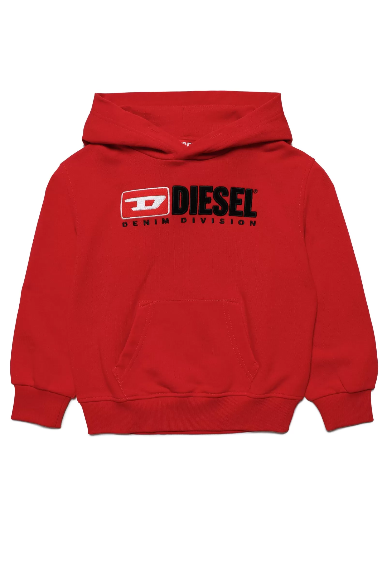 Felpe<DIESEL Felpa In Cotone Con Cappuccio E Logo Ricamato Rosso