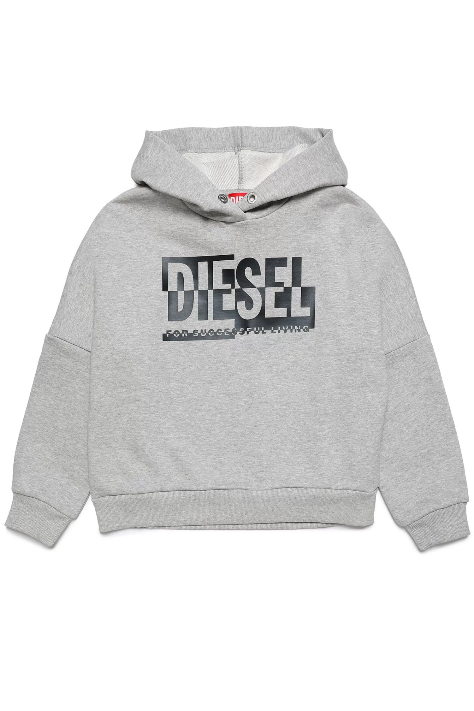 Felpe<DIESEL Felpa In Cotone Con Cappuccio E Logo Sezionato Grigio Melange