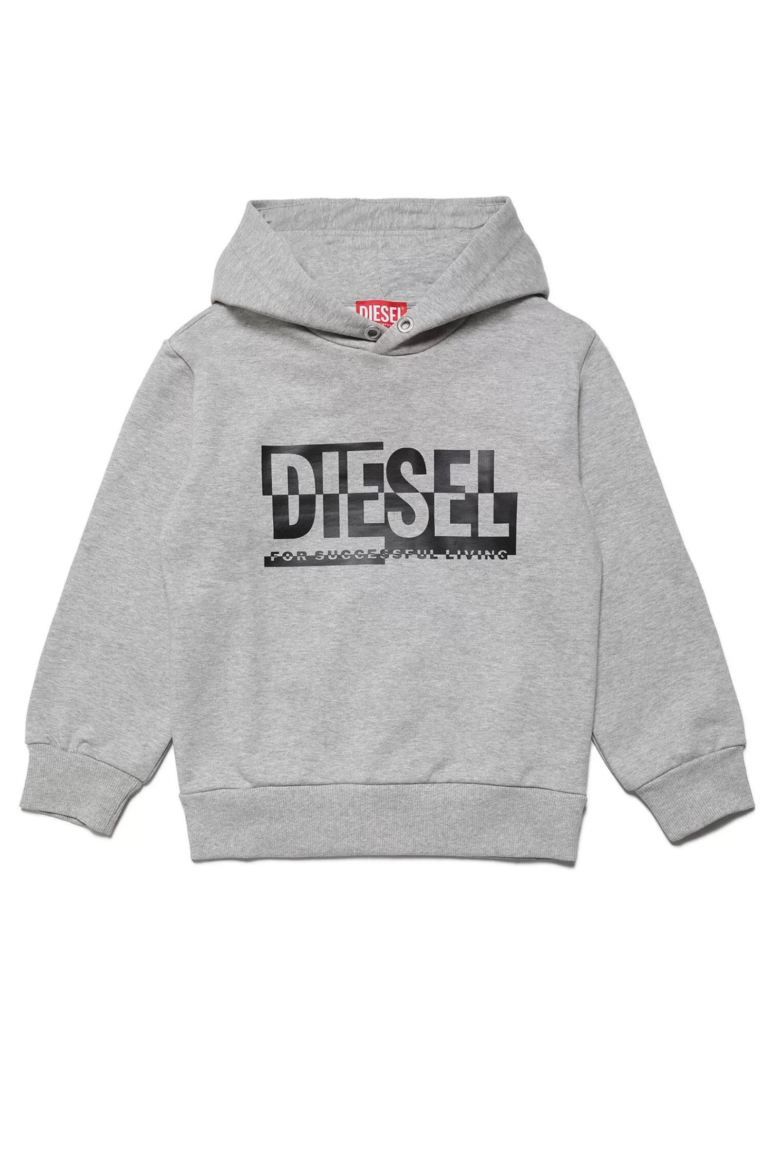 Felpe<DIESEL Felpa In Cotone Con Cappuccio E Logo Sezionato Grigio Melange