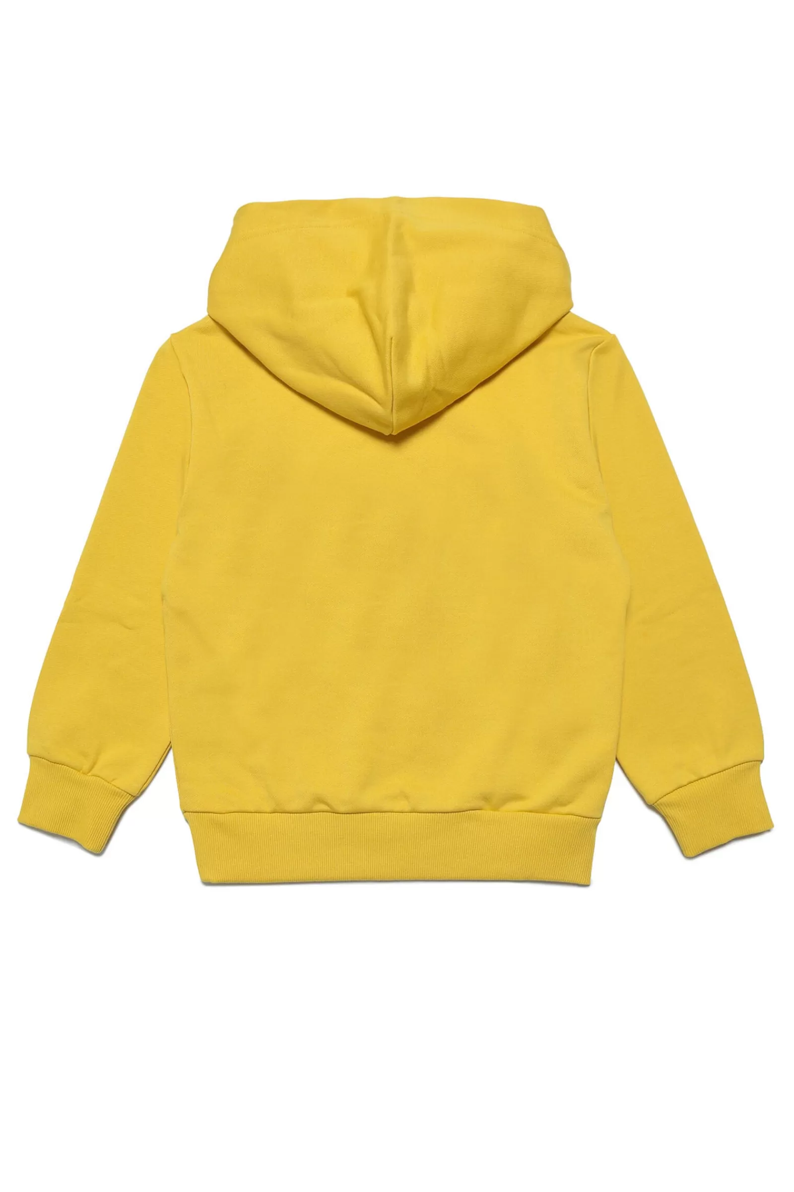 Felpe<DIESEL Felpa In Cotone Con Cappuccio E Logo Sezionato Giallo Intenso