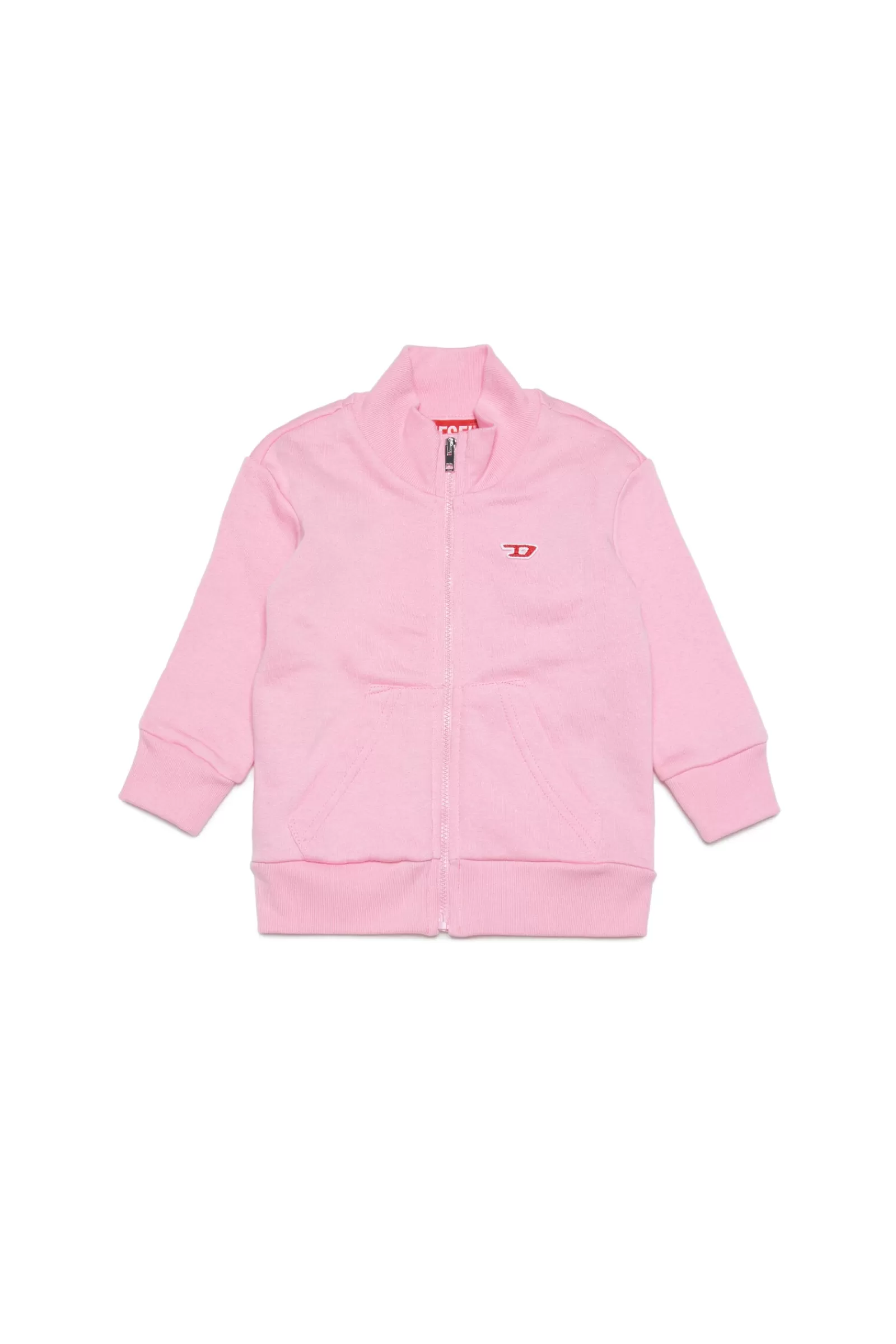 Felpe<DIESEL Felpa In Cotone Con Zip E Logo D Rosa Pastello