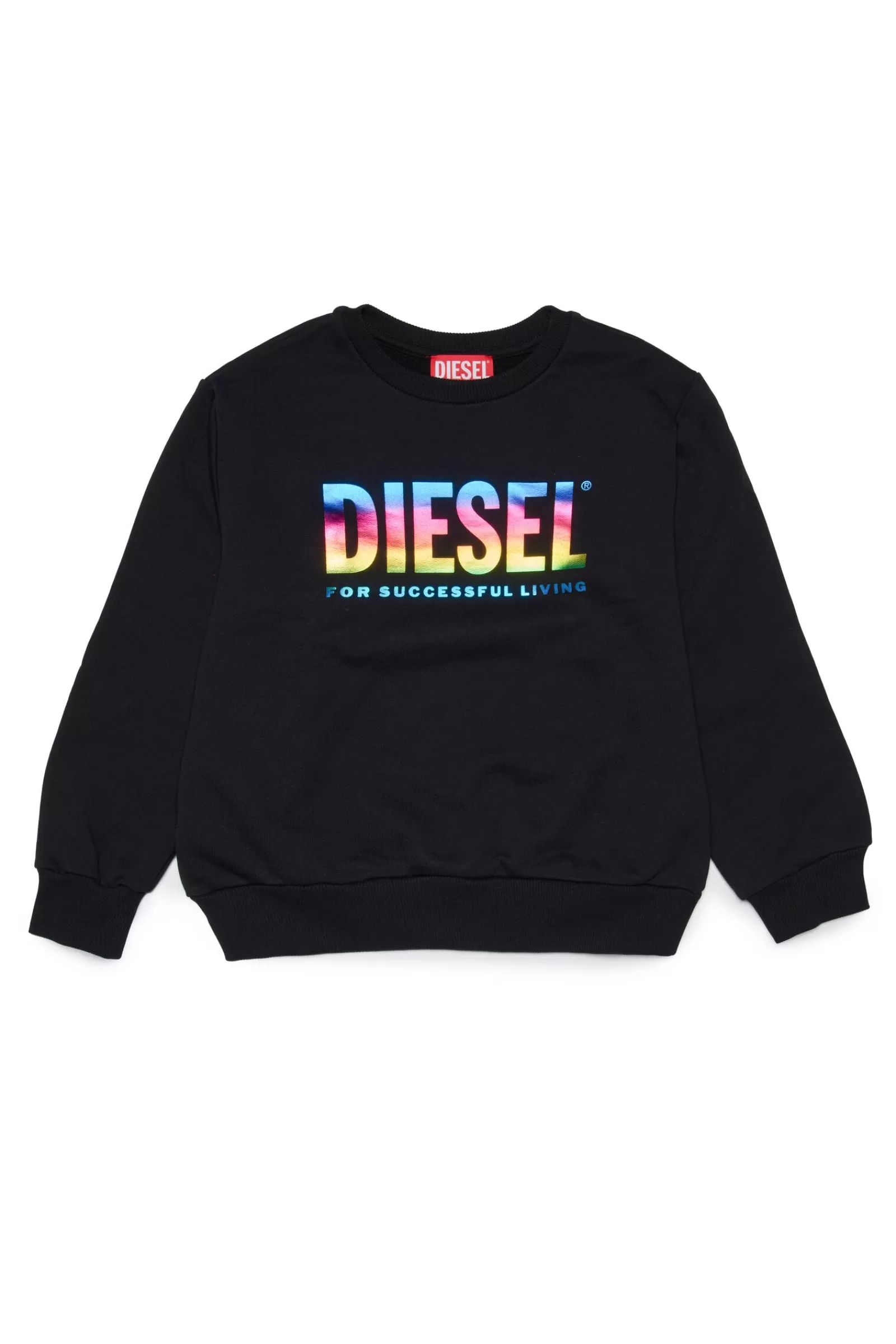 Felpe<DIESEL Felpa Nera Con Logo Mylar Arcobaleno Nero