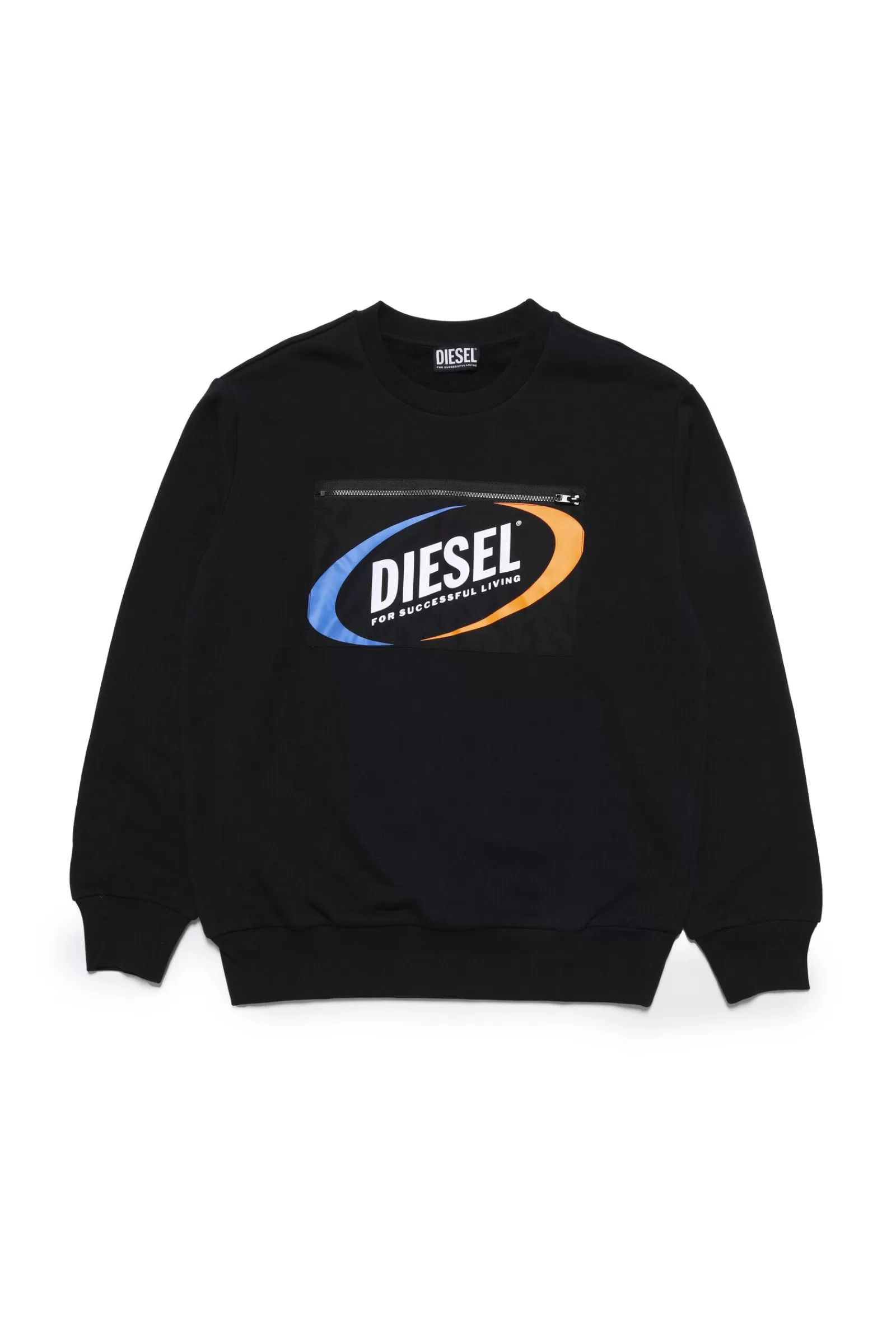 Felpe<DIESEL Felpa Nera Girocollo Con Logo Nero