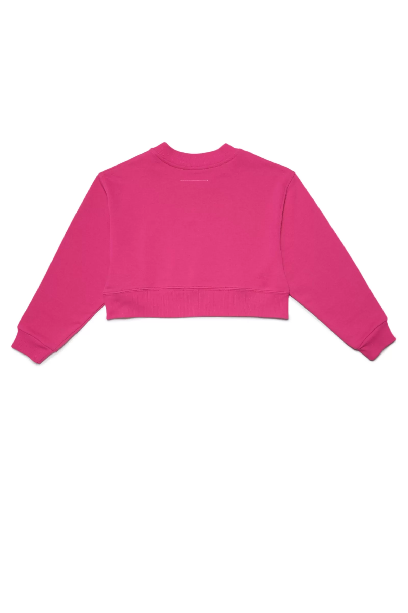 Felpe<MM6 MAISON MARGIELA Felpa Rosa Cropped Girocollo Con Logo Effetto Specchio Rosa Acceso