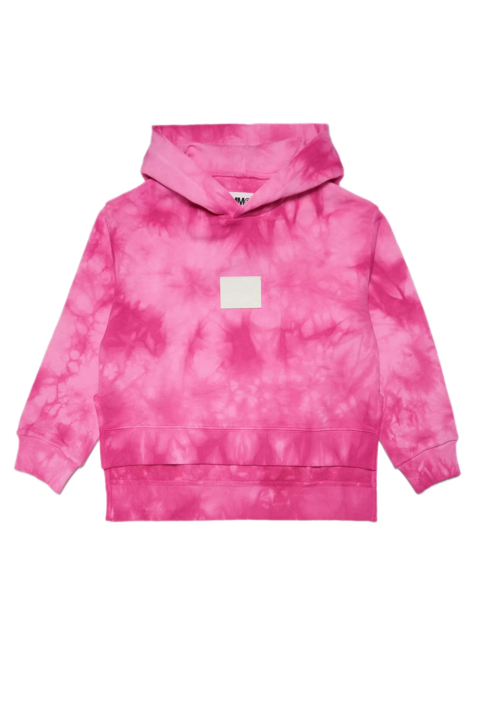 Felpe<MM6 MAISON MARGIELA Felpa Rosa Effetto Tie-Dye Con Cappuccio Rosa Acceso