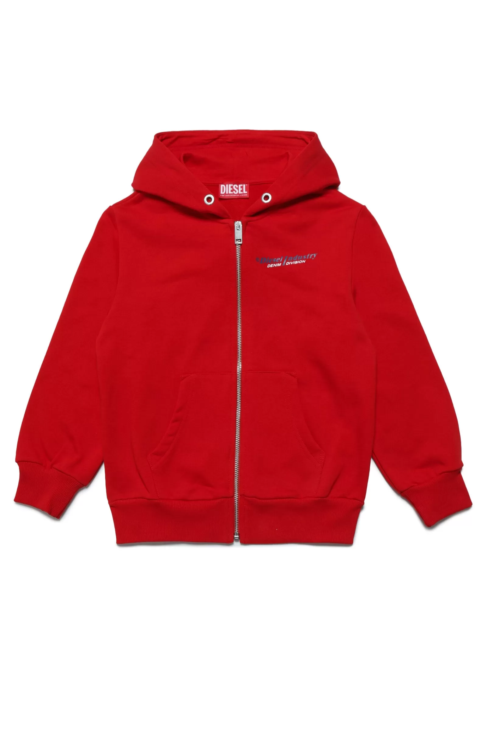 Felpe<DIESEL Felpa Rossa In Cotone Con Cappuccio E Zip Rosso Garofano