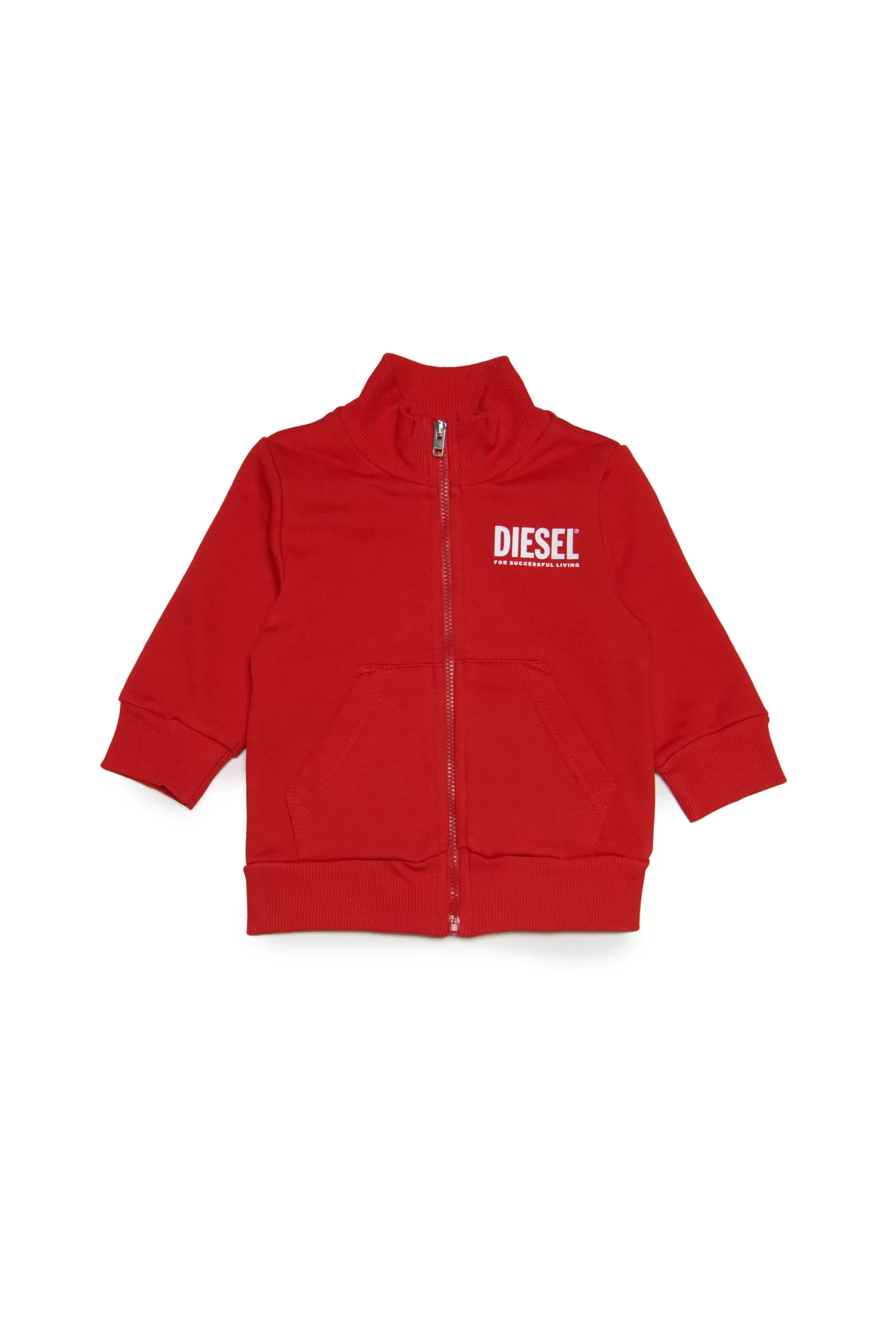 Felpe<DIESEL Felpa Rossa In Cotone Con Zip E Logo Extra-Large Rosso Garofano