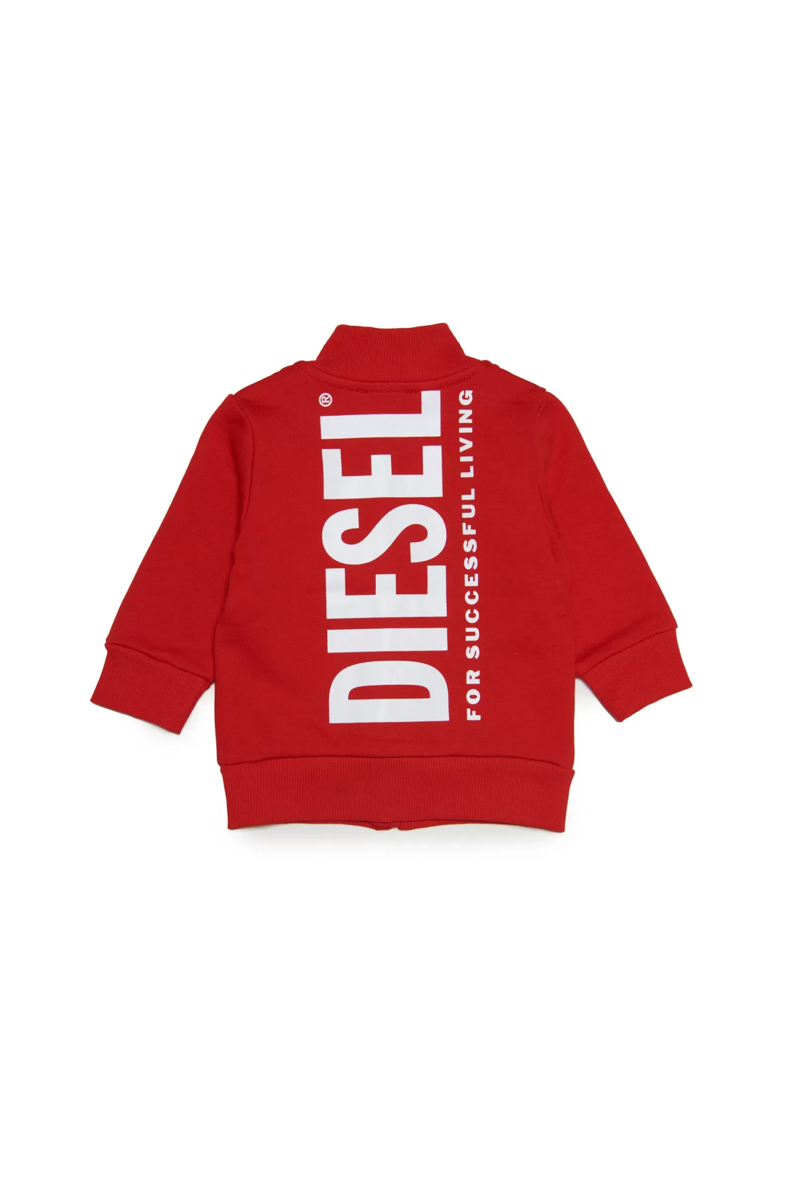 Felpe<DIESEL Felpa Rossa In Cotone Con Zip E Logo Extra-Large Rosso Garofano