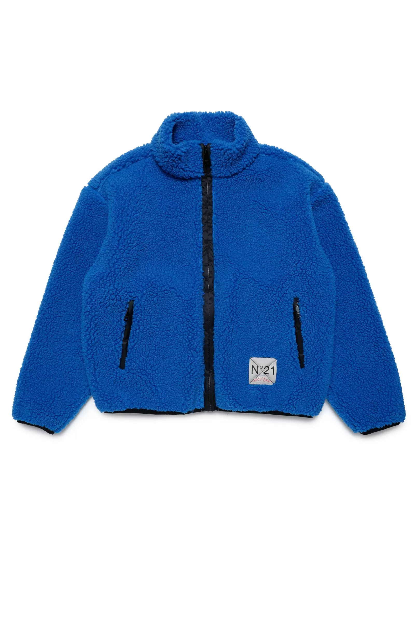 Felpe<N°21 Felpa Teddy Con Zip E Patch Off-Road Blu Brillante