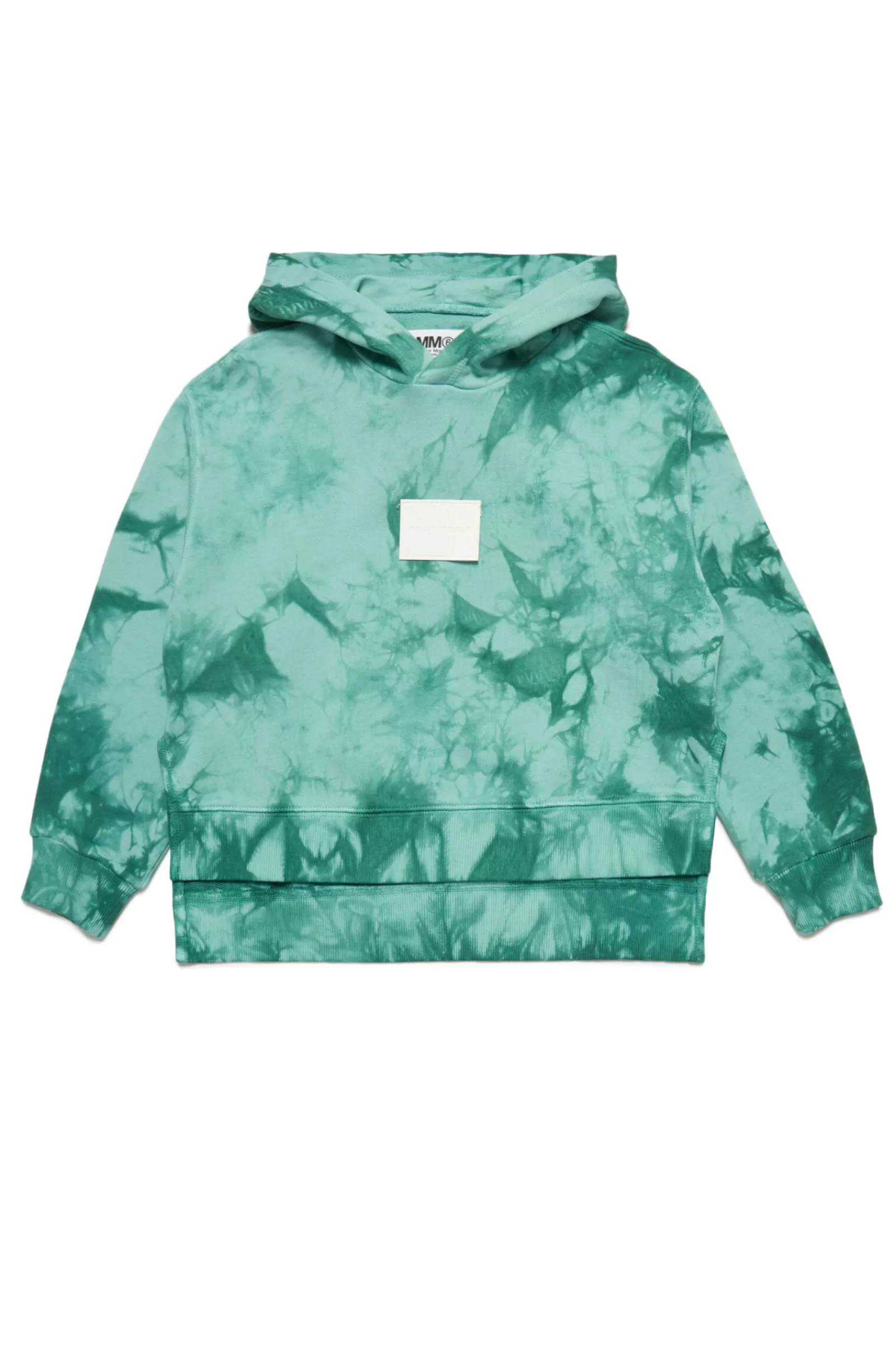 Felpe<MM6 MAISON MARGIELA Felpa Verde Effetto Tie-Dye Con Cappuccio Verde Foresta