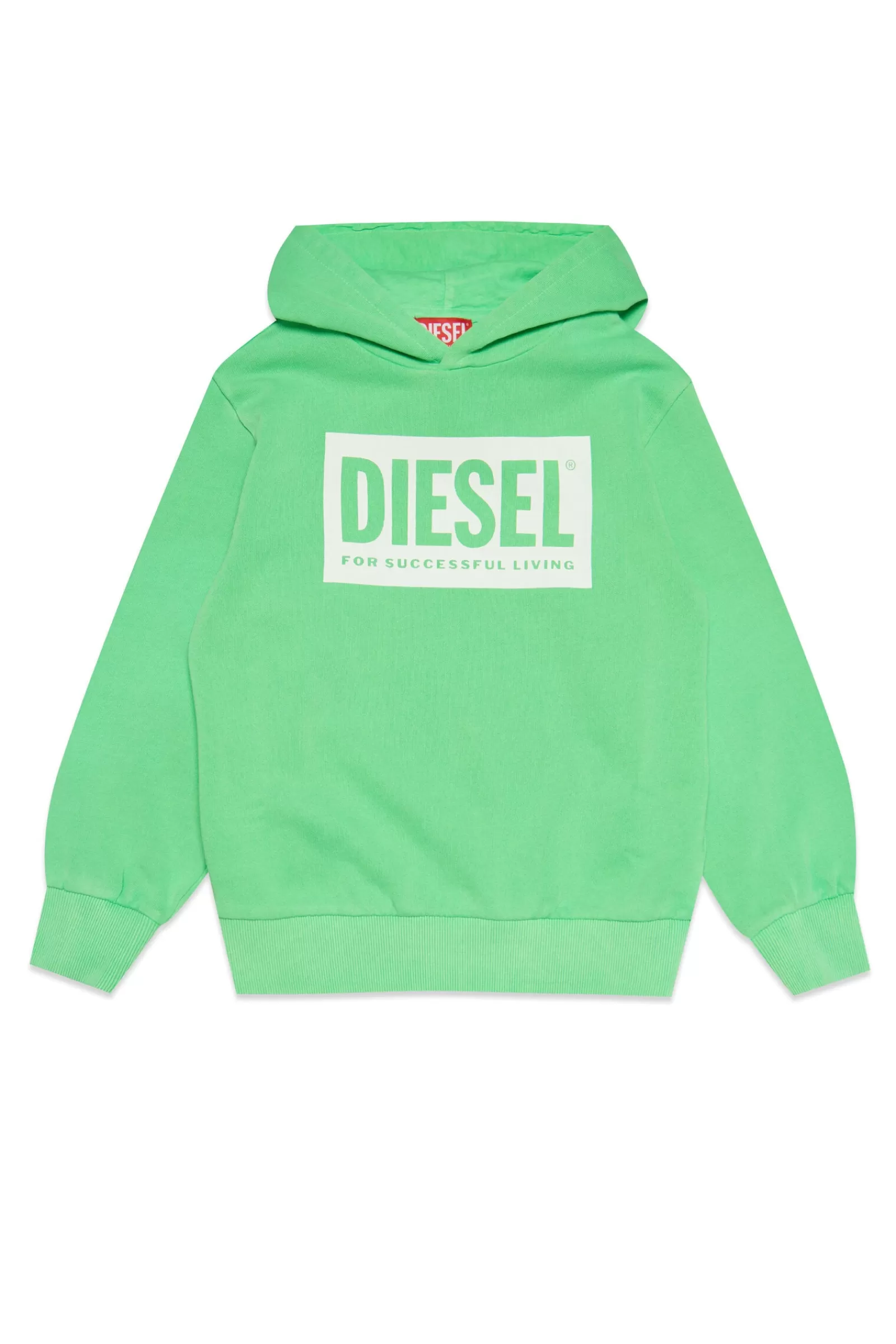 Felpe<DIESEL Felpa Verde Fluo In Cotone Con Cappuccio Verde Luminoso