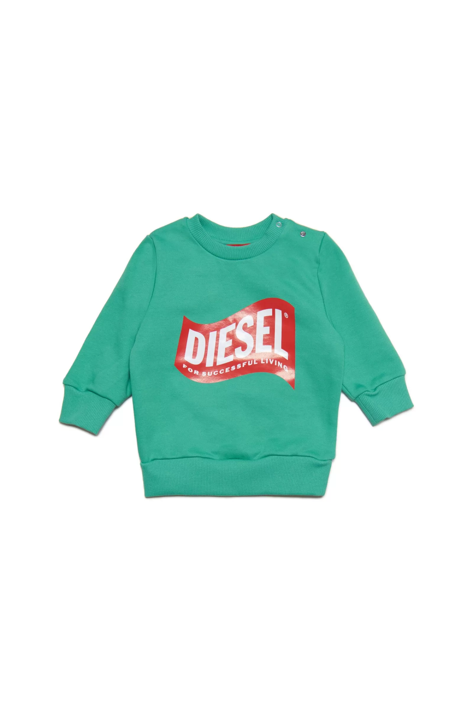 Felpe<DIESEL Felpa Verde Girocollo In Cotone Con Logo In Versione  Verde Katydid