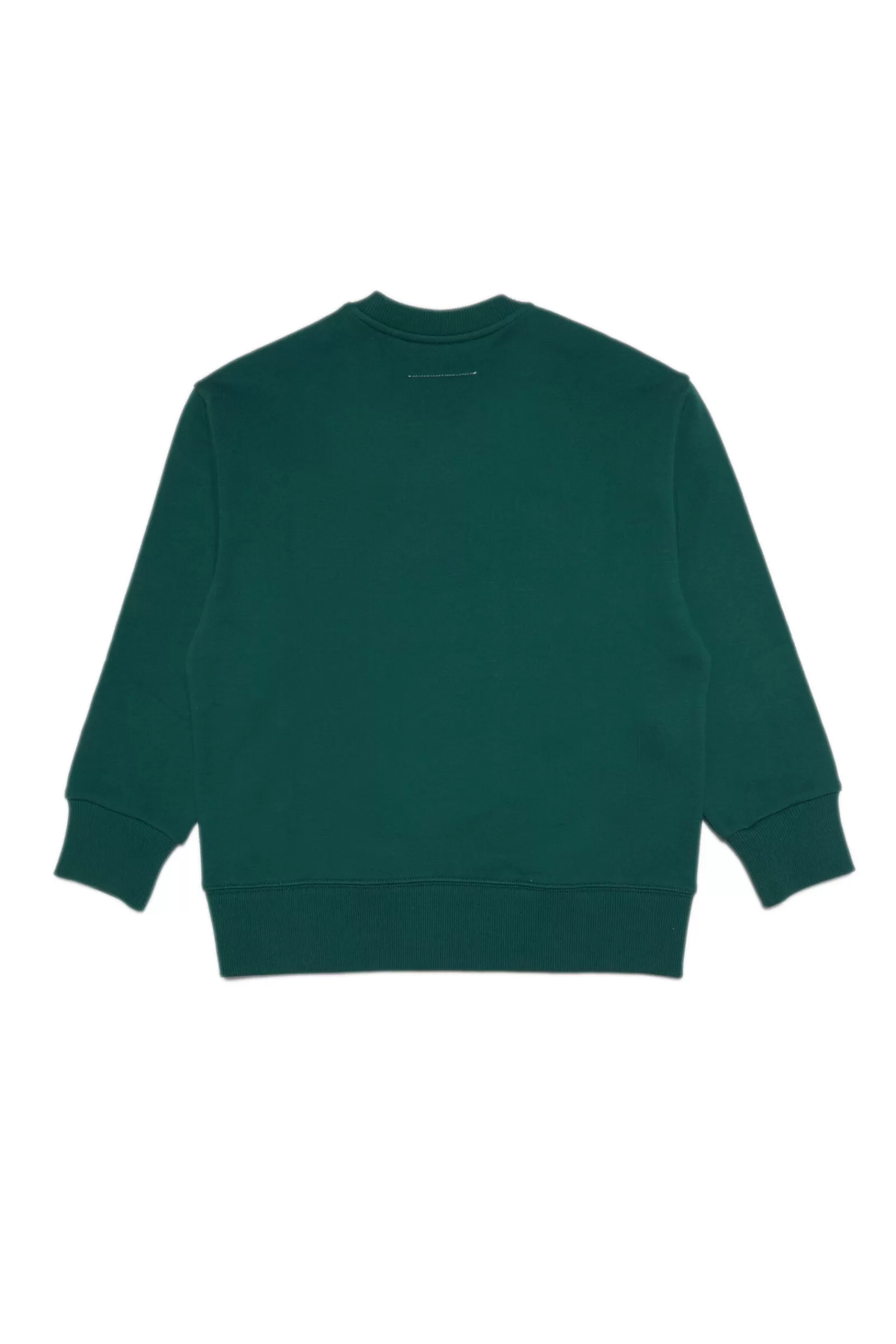 Felpe<MM6 MAISON MARGIELA Felpa Verde Girocollo In Cotone Con Logo Spessorato Verde Foresta