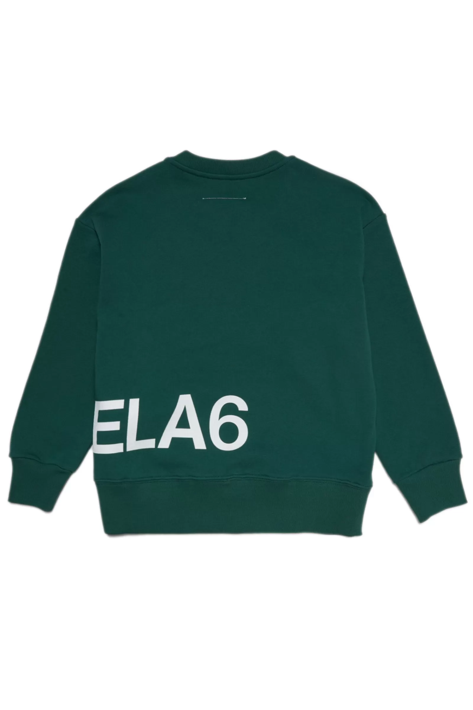 Felpe<MM6 MAISON MARGIELA Felpa Verde Girocollo In Cotone Con Maxi-Logo Verde Foresta