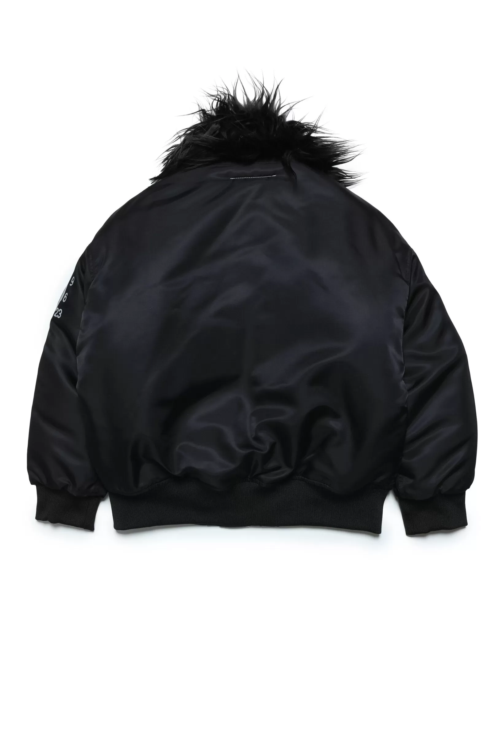 Giacche E Piumini<MM6 MAISON MARGIELA Giacca Bomber In Twill Con Collo In Pelliccia Sintetica Nero Denim