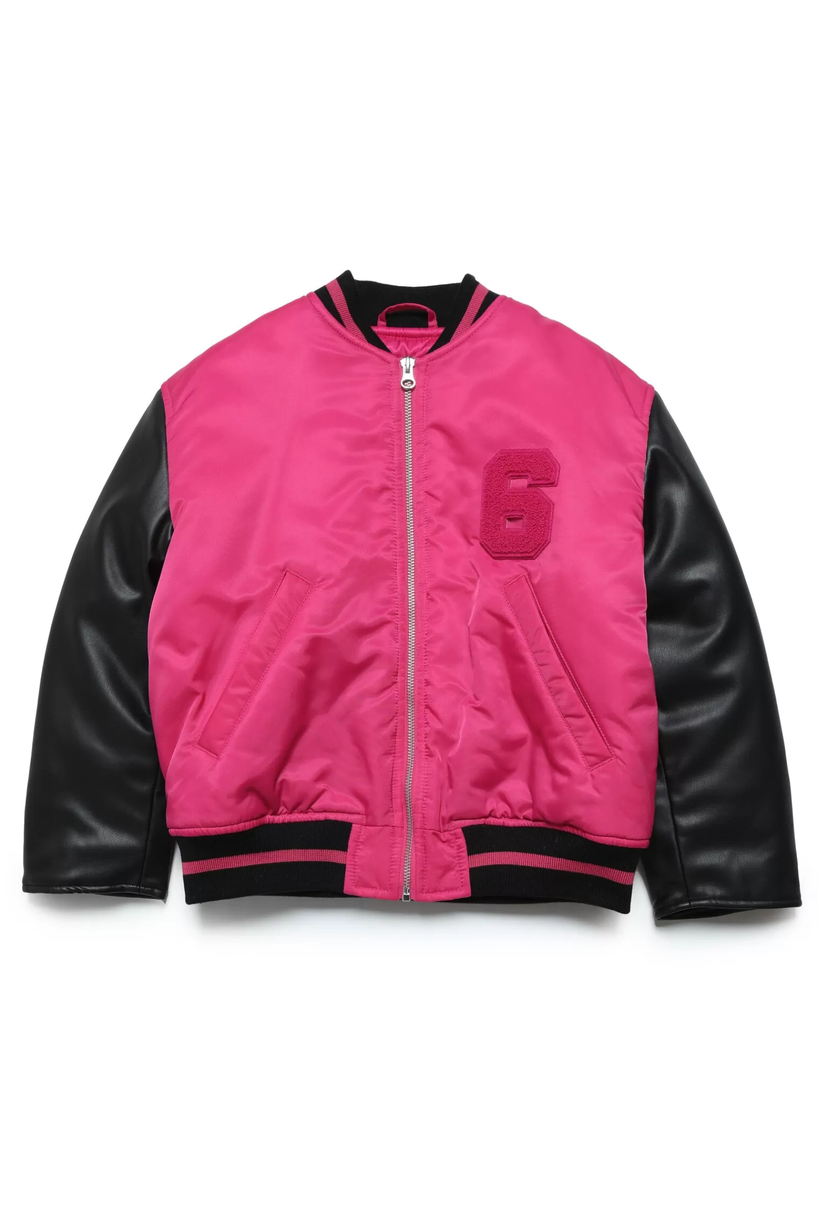 Giacche E Piumini<MM6 MAISON MARGIELA Giacca Bomber In Twill Con Maniche In Similpelle Rosa Extra