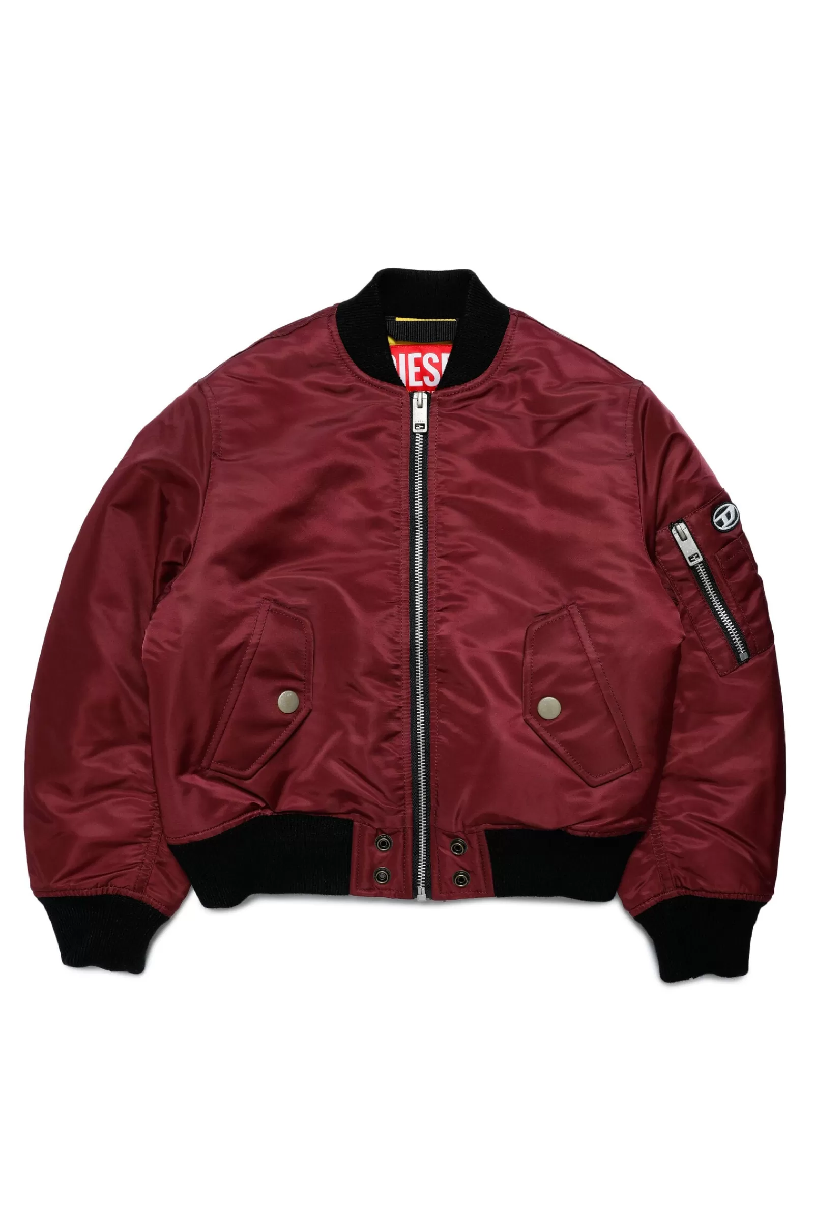 Giacche E Piumini<DIESEL Giacca Bomber In Twill Lucido Vino