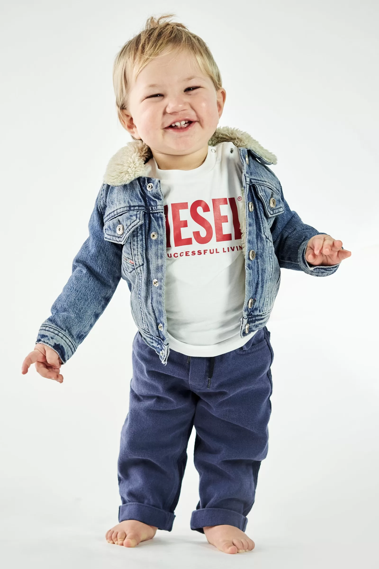 Giacche E Piumini<DIESEL Giacca In Denim Con Colletto E Interno In Teddy Blu Denim