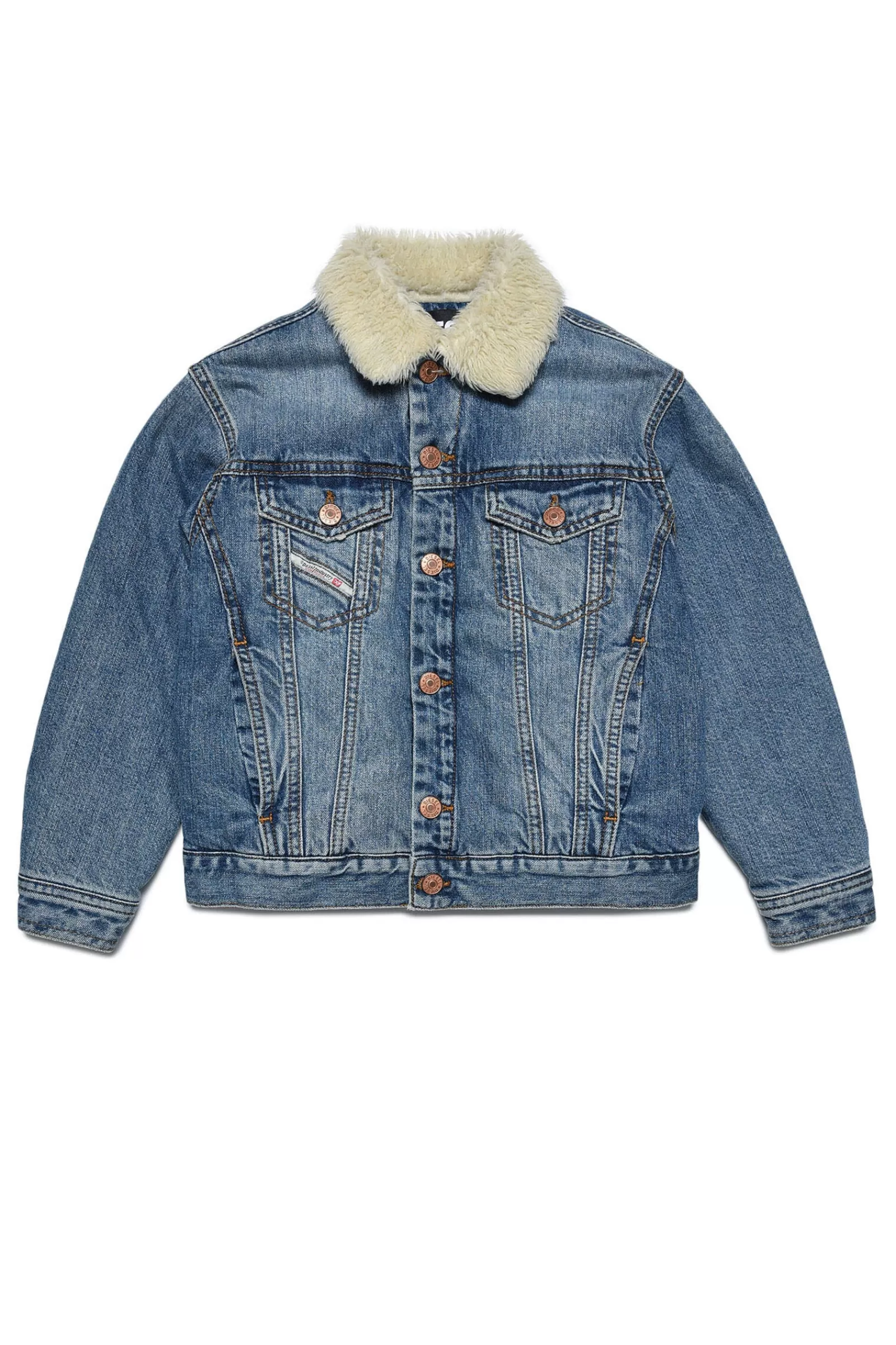 Giacche E Piumini<DIESEL Giacca In Denim Con Colletto E Interno In Teddy Blu Denim