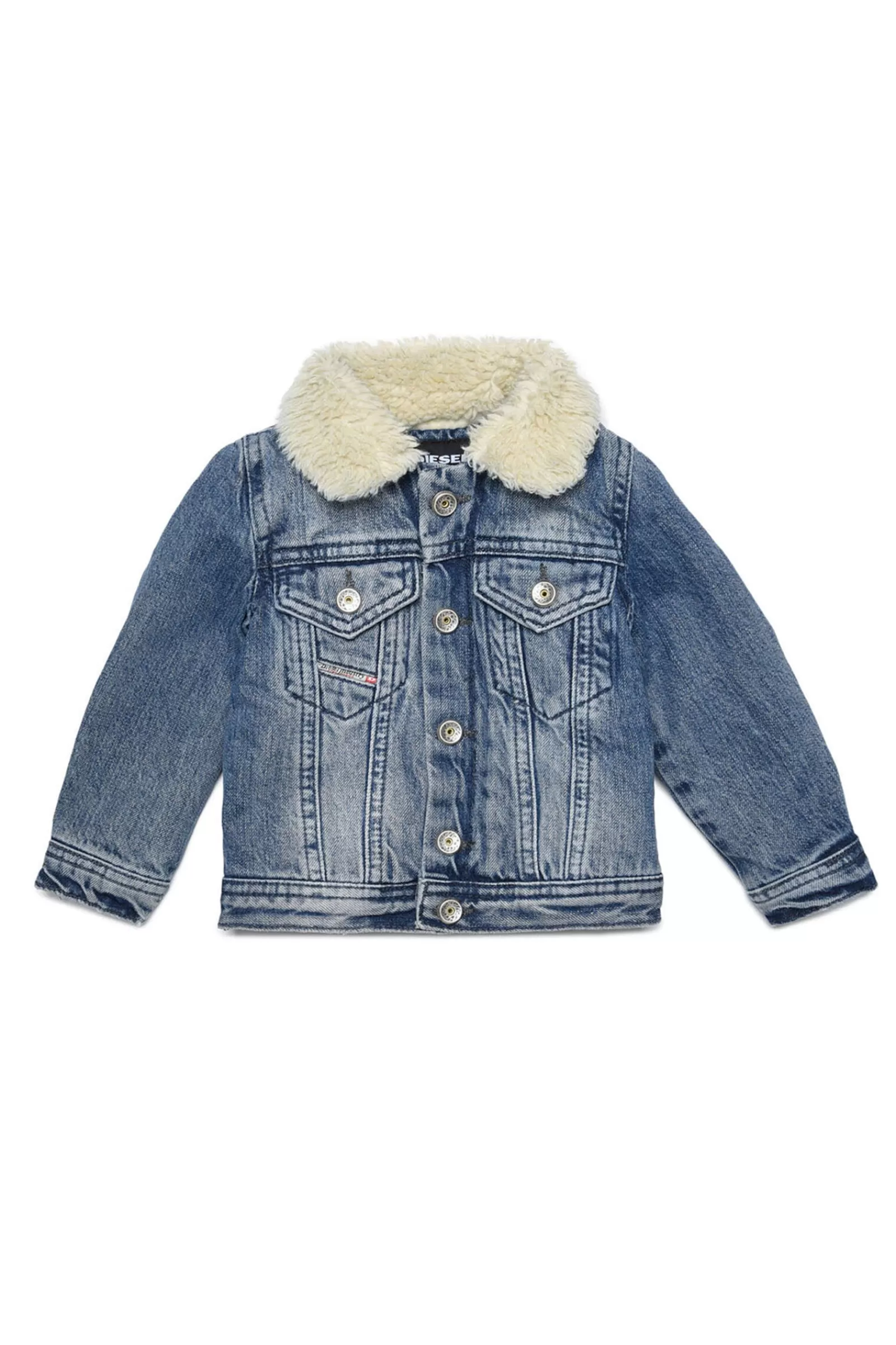 Giacche E Piumini<DIESEL Giacca In Denim Con Colletto E Interno In Teddy Blu Denim