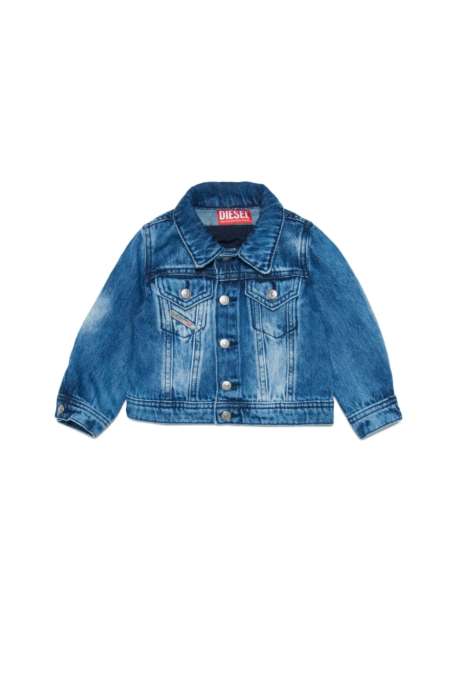 Giacche E Piumini<DIESEL Giacca In Denim Con Logo Embossed Blu Denim