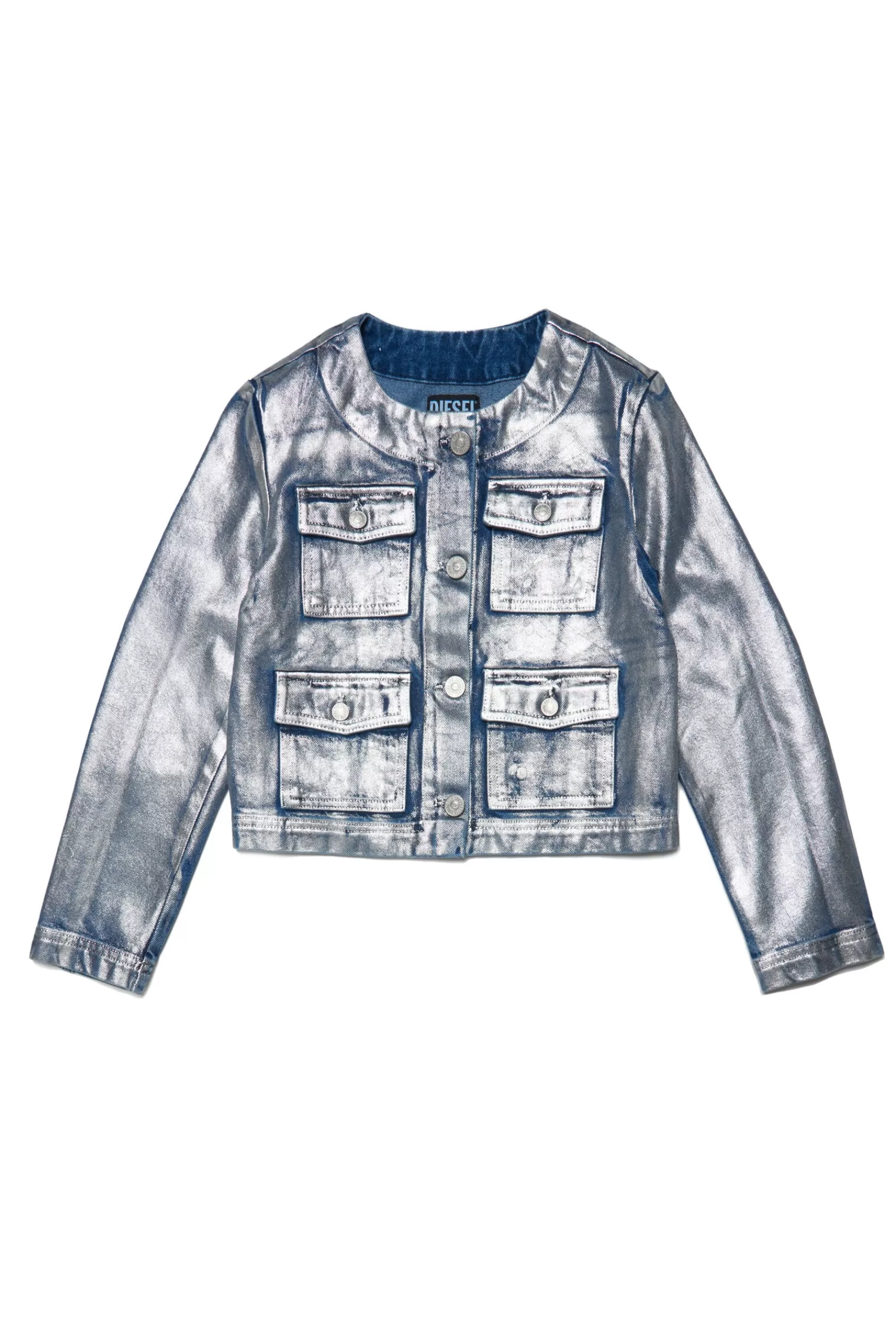 Giacche E Piumini<DIESEL Giacca In Denim Effetto Metallizzato Argento