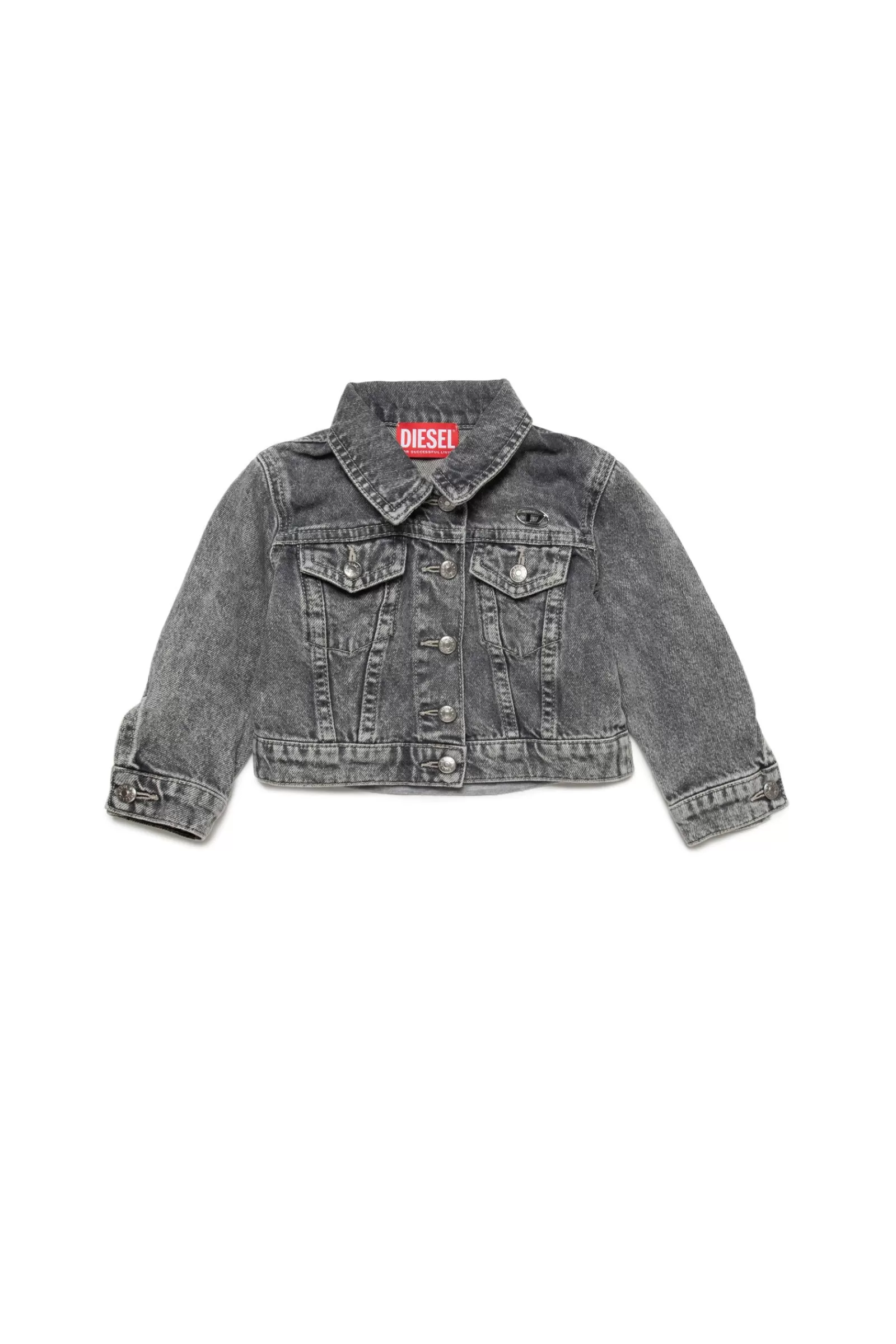 Giacche E Piumini<DIESEL Giacca In Denim Grigio Con Retro In Felpa Denim Nero