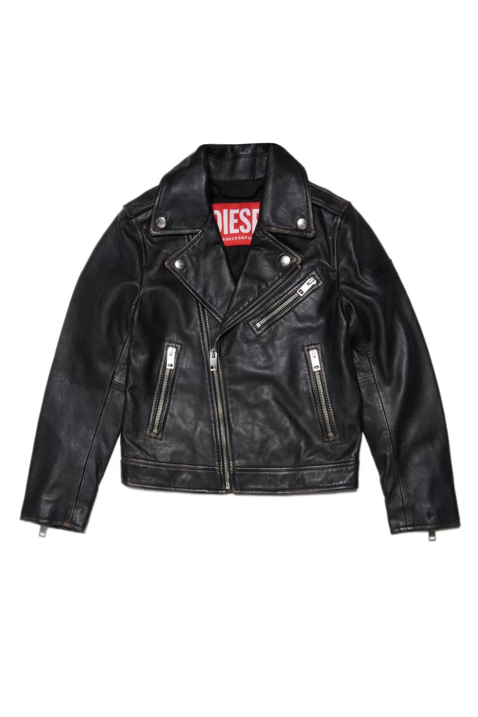 Giacche E Piumini<DIESEL Giacca Modello Biker Nera In Vera Pelle Nero