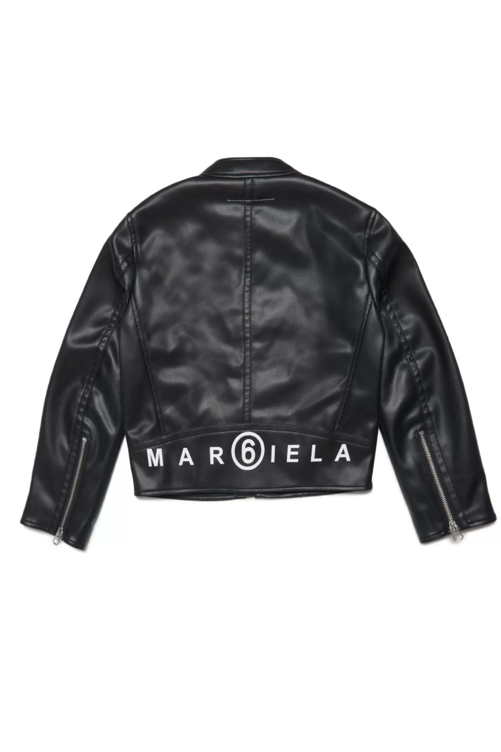 Giacche E Piumini<MM6 MAISON MARGIELA Giacca Nera In Similpelle Con Logo Nero