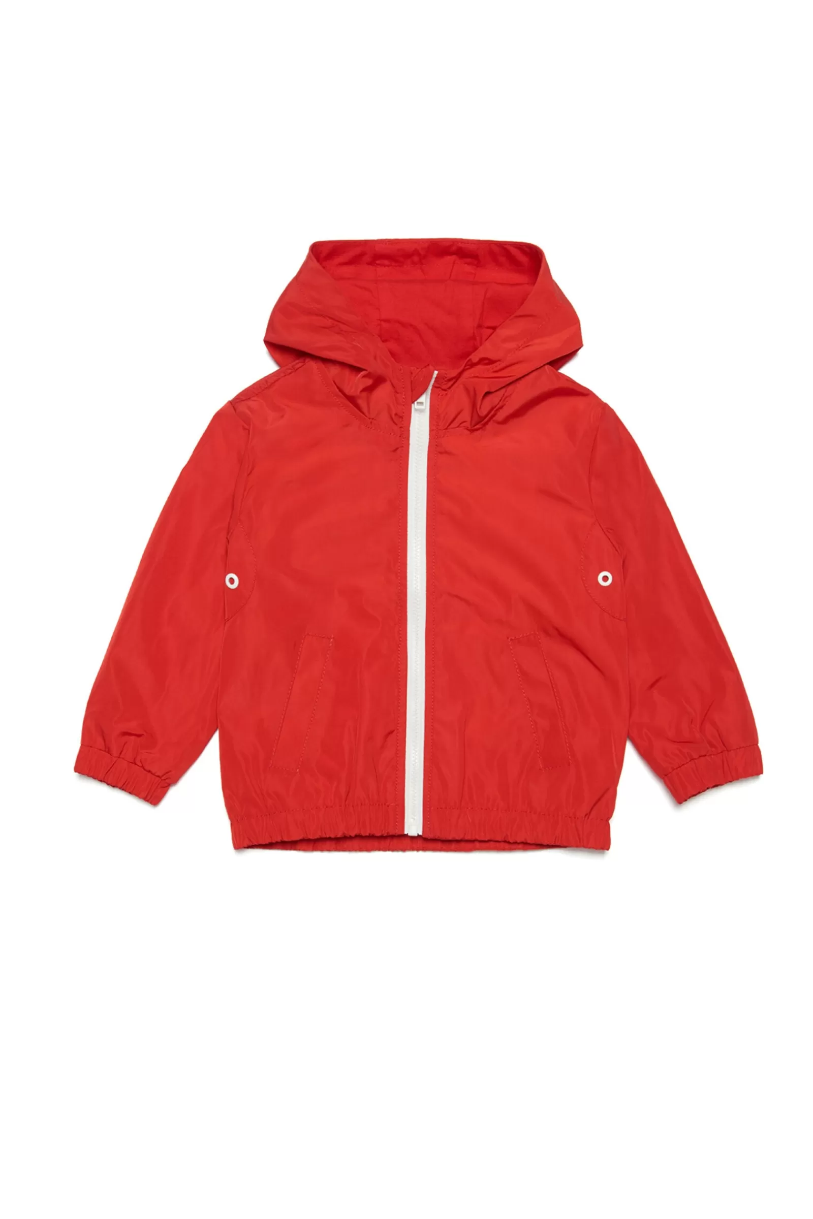 Giacche E Piumini<DIESEL Giacca Rossa Con Cappuccio E Logo Extra-Large Rosso Garofano