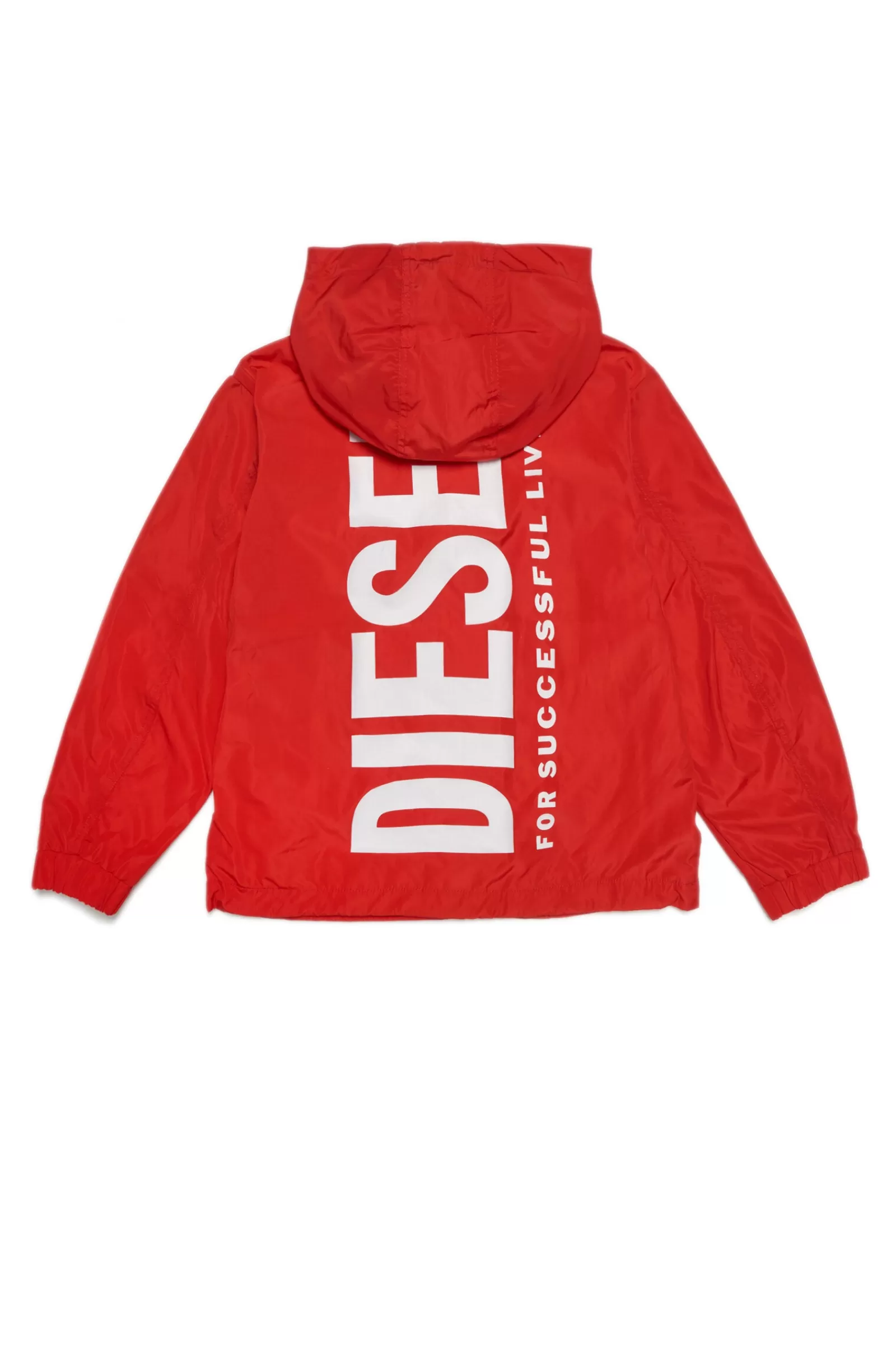 Giacche E Piumini<DIESEL Giacca Windbreaker Rossa Con Cappuccio E Logo Extra-Large Rosso Garofano