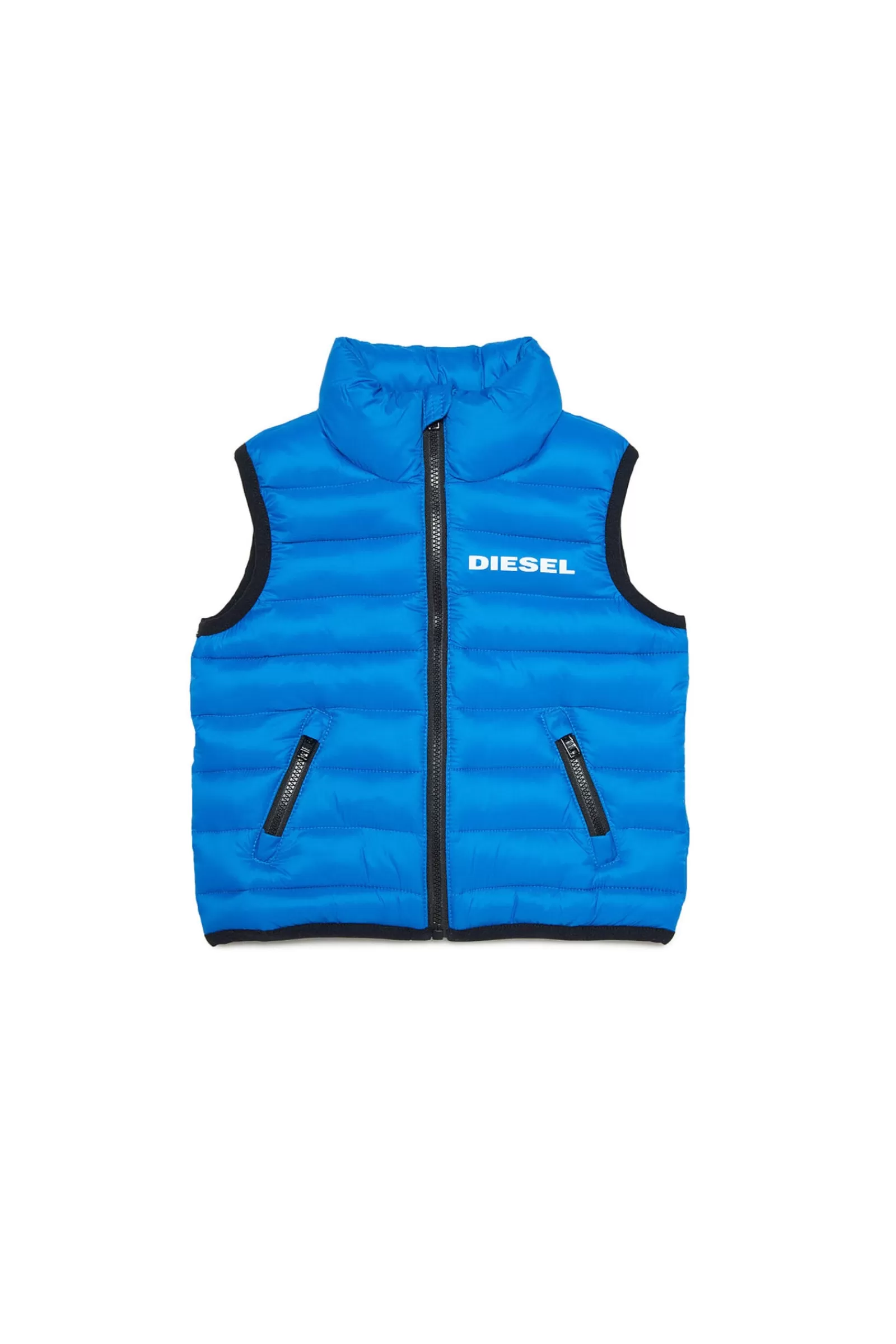 Giacche E Piumini<DIESEL Gilet Lightweight Blu In Fake Down Blu Principessa