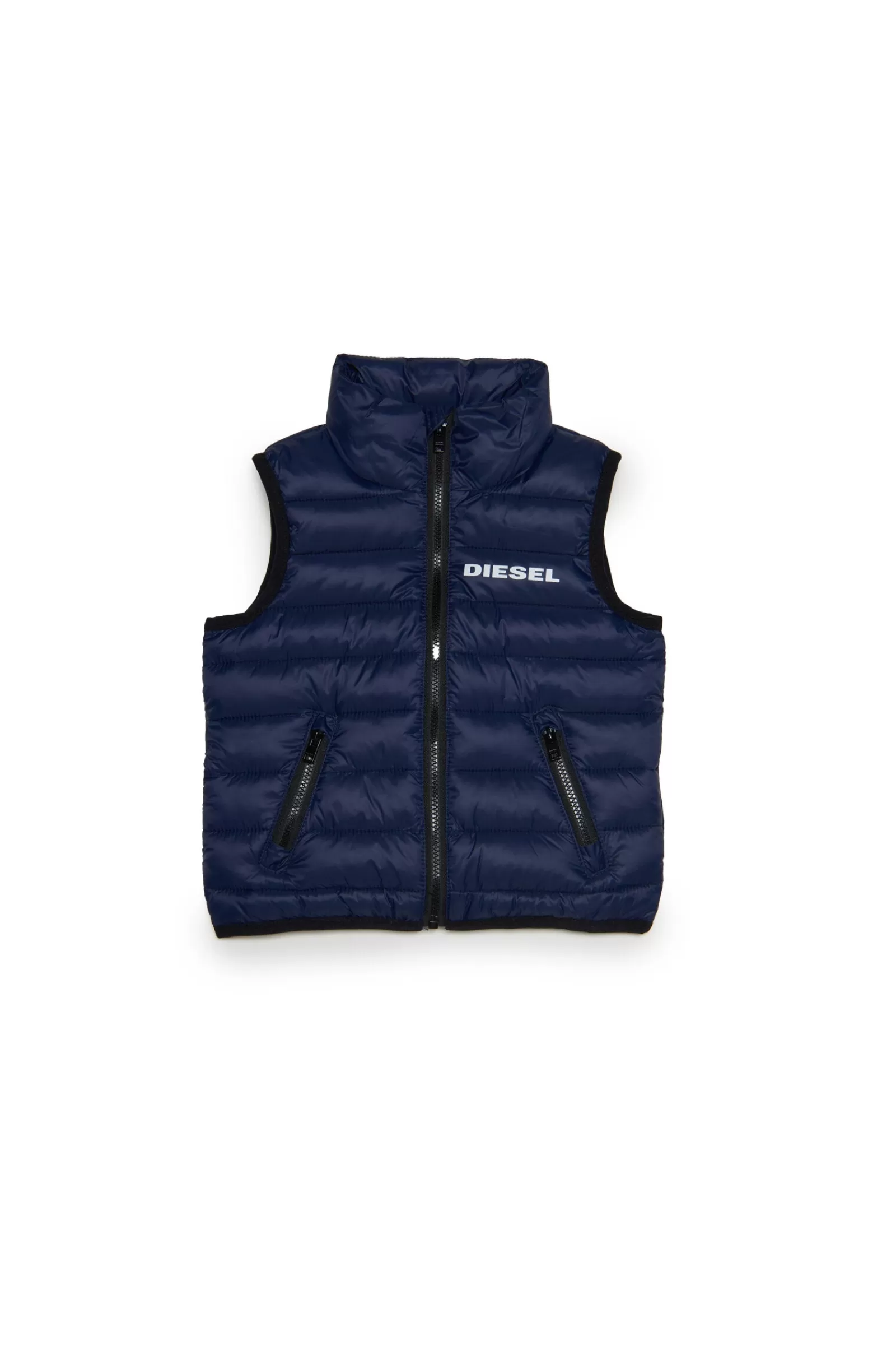 Giacche E Piumini<DIESEL Gilet Lightweight Blu Navy In Fake Down Blu Pavone