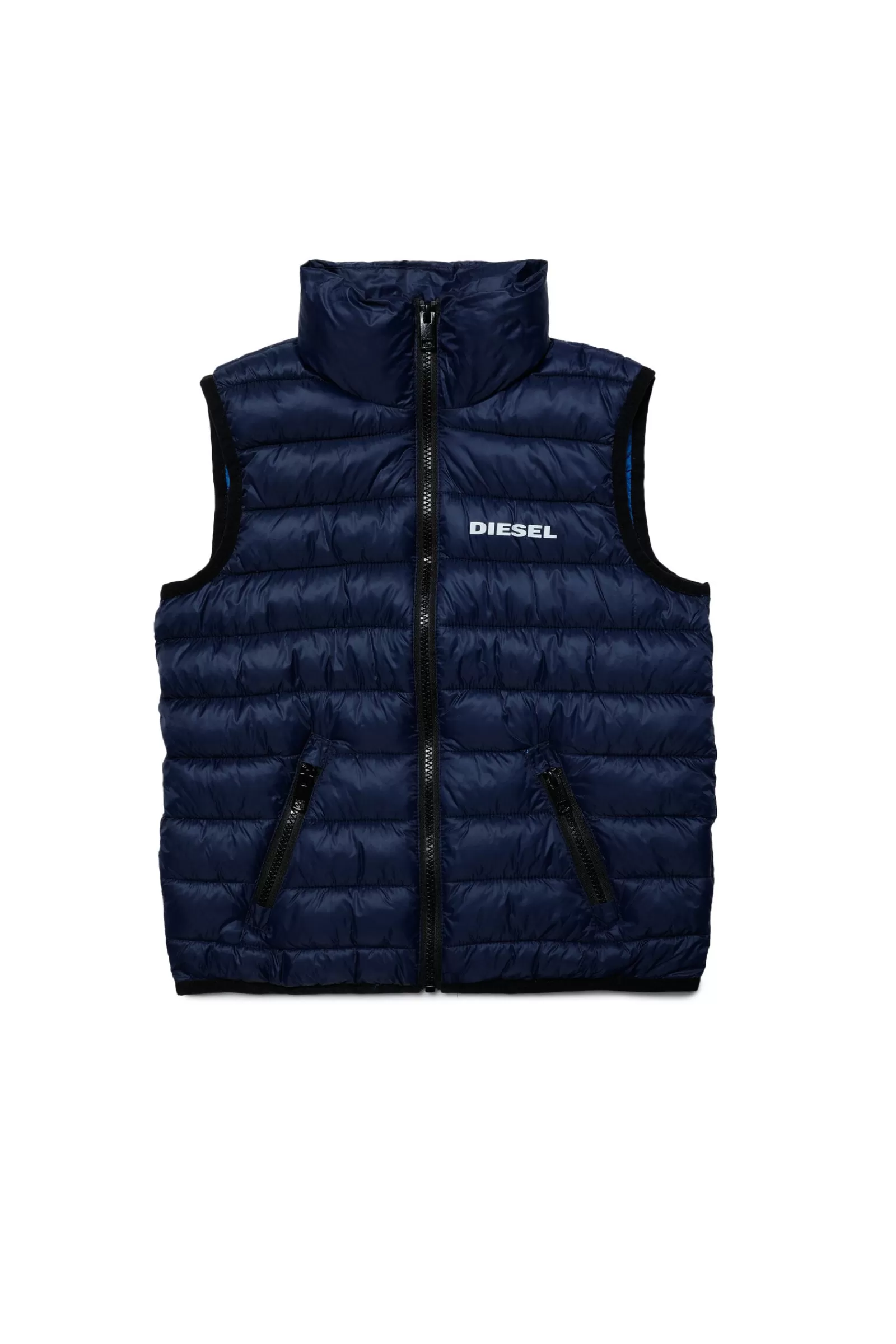 Giacche E Piumini<DIESEL Gilet Lightweight Blu Navy In Fake Down Blu Pavone