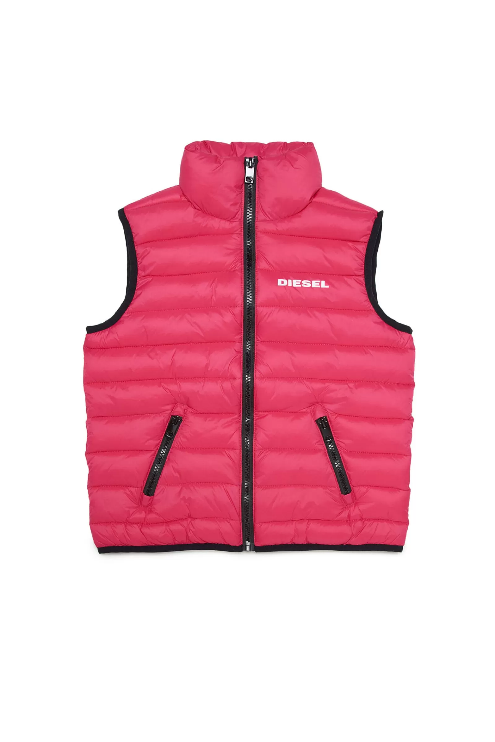 Giacche E Piumini<DIESEL Gilet Lightweight Rosa In Fake Down Rosso Fragola