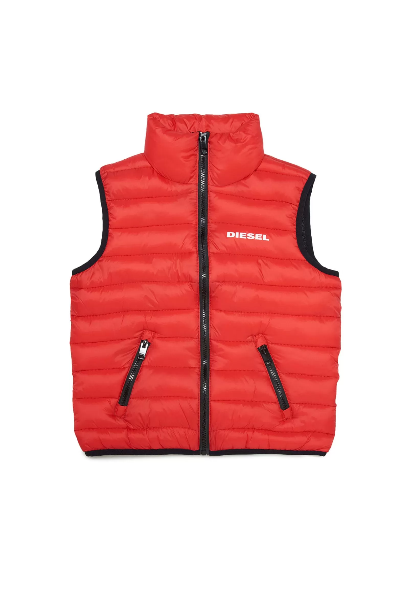 Giacche E Piumini<DIESEL Gilet Lightweight Rosso In Fake Down Rosso Garofano