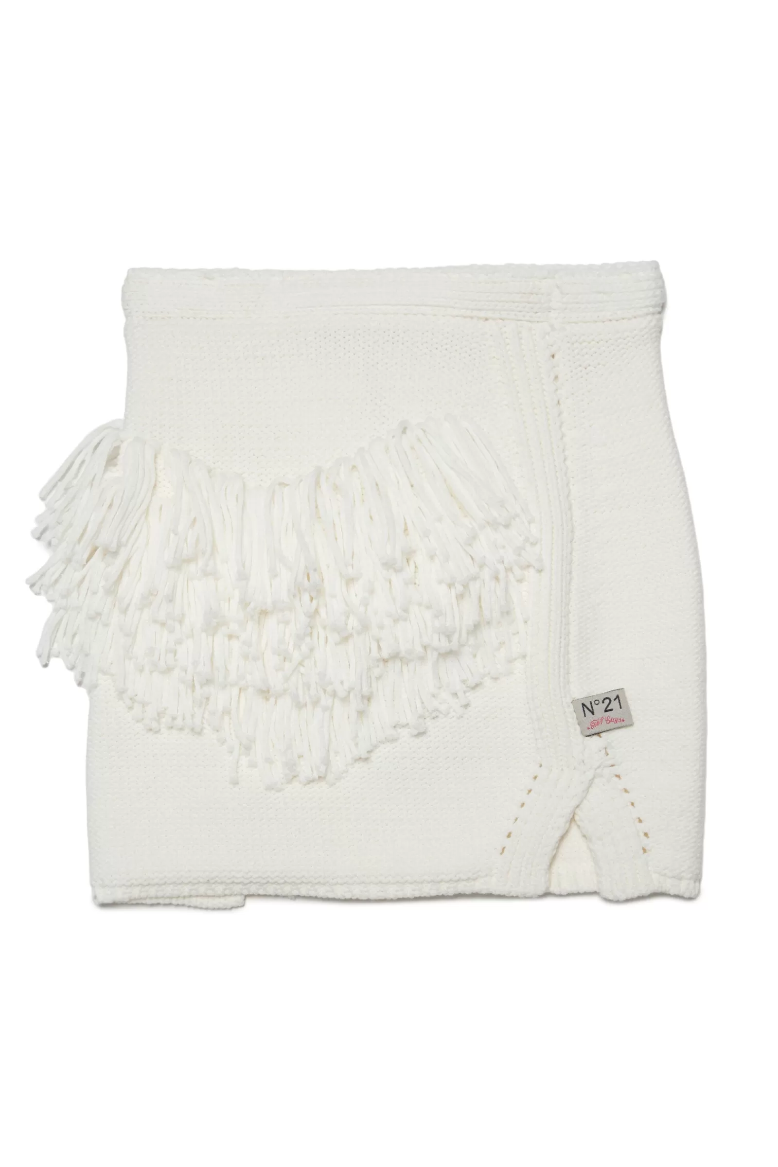 Gonne E Shorts<N°21 Gonna Bianca In Maglia Effetto Handmade Con Frange Applicate Bianco