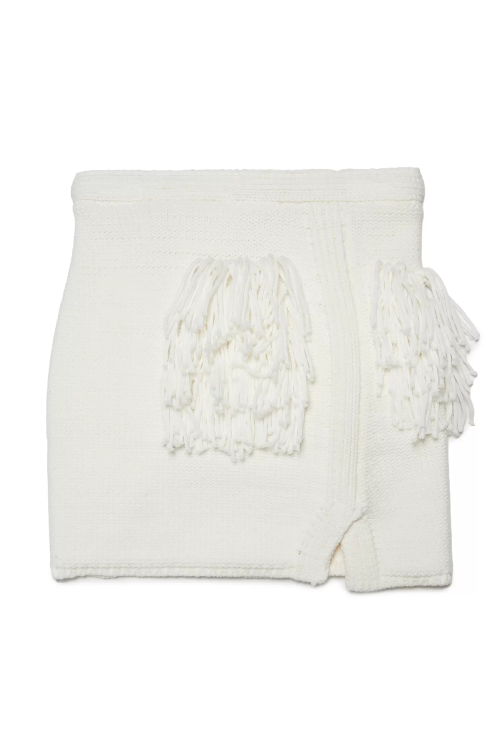 Gonne E Shorts<N°21 Gonna Bianca In Maglia Effetto Handmade Con Frange Applicate Bianco