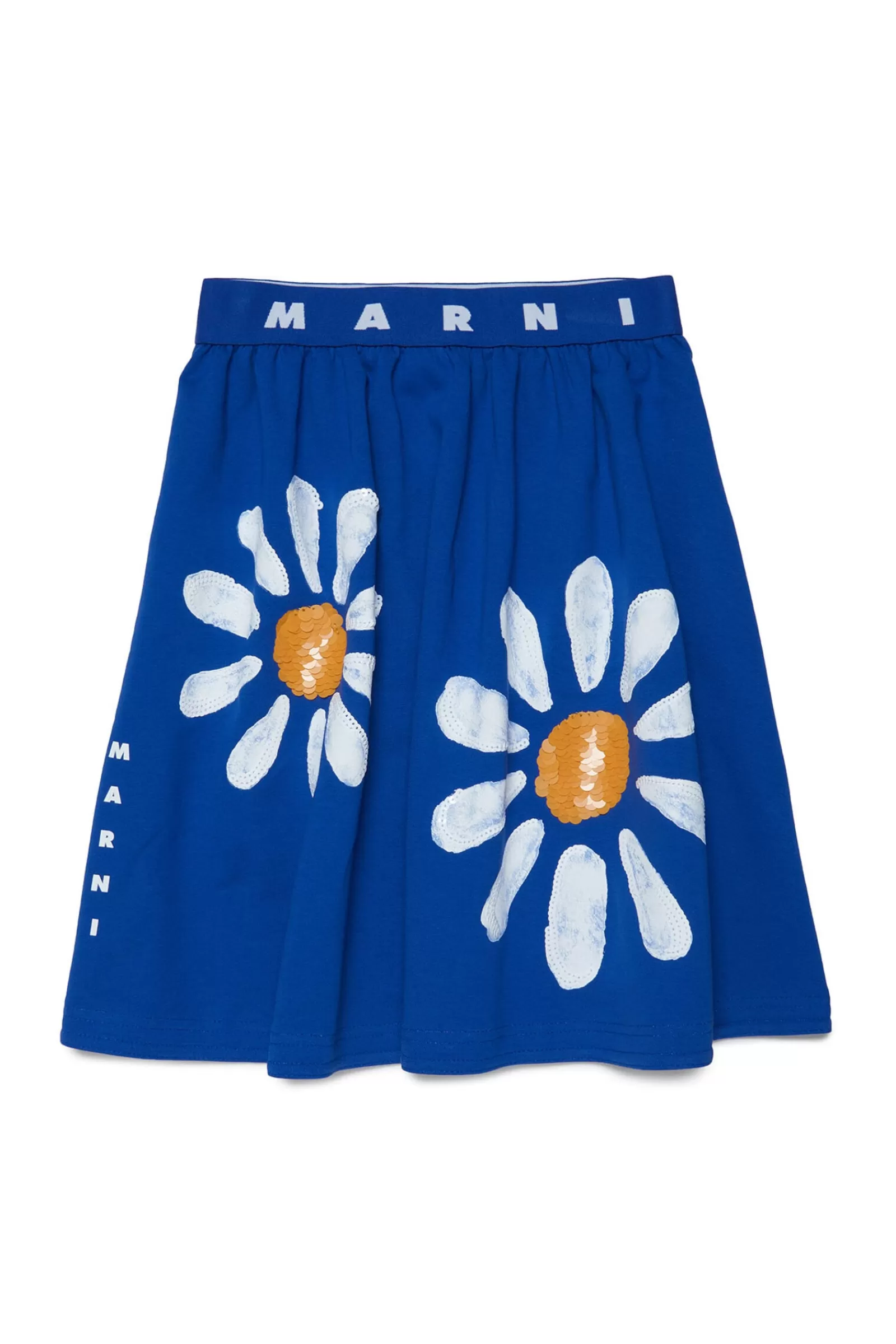 Gonne E Shorts<MARNI Gonna Blu In Felpa Con Motivo Margherite Blu Surf The Web