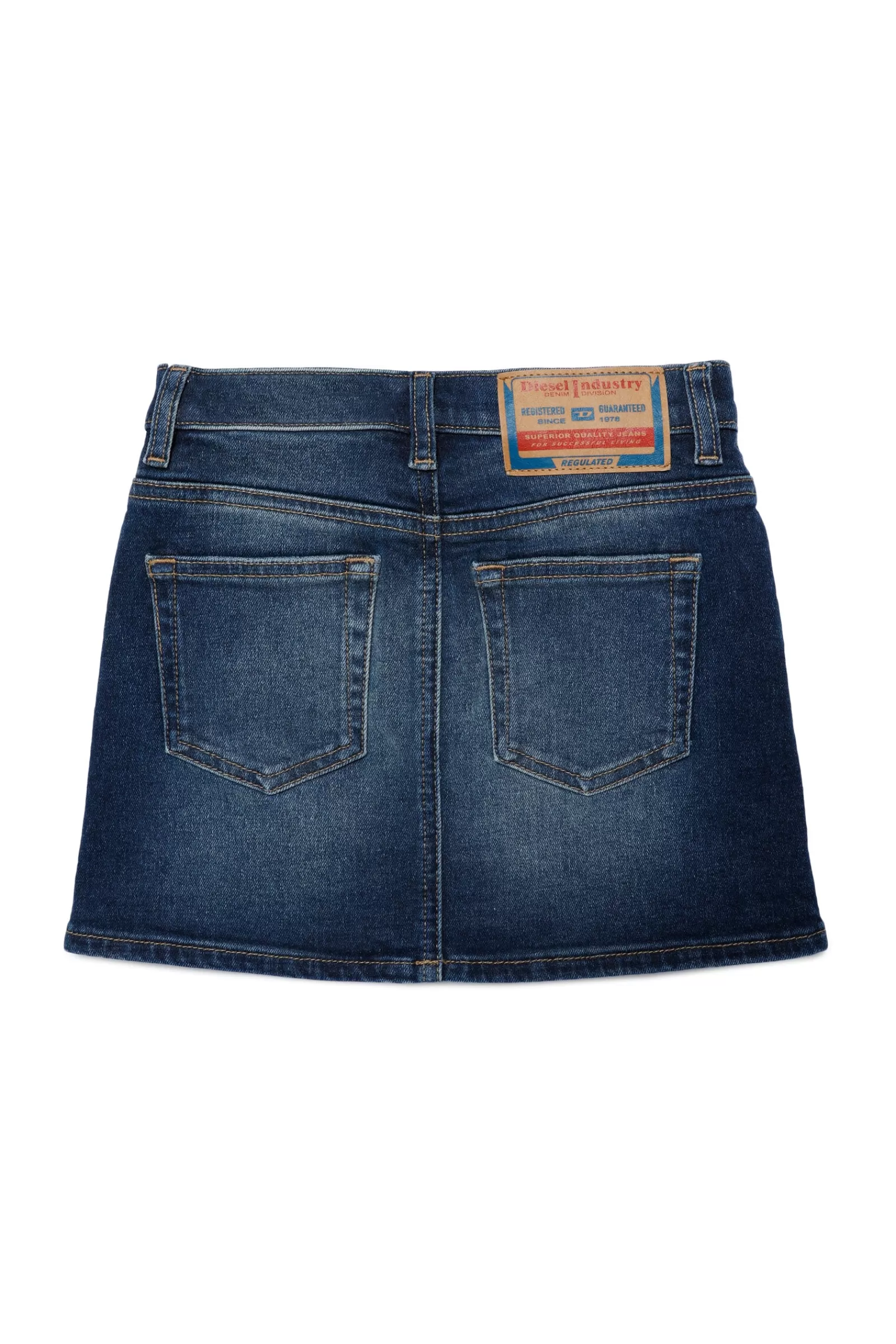 Gonne E Shorts<DIESEL Gonna In Denim Blu Slavato Con Abrasioni Blu Denim